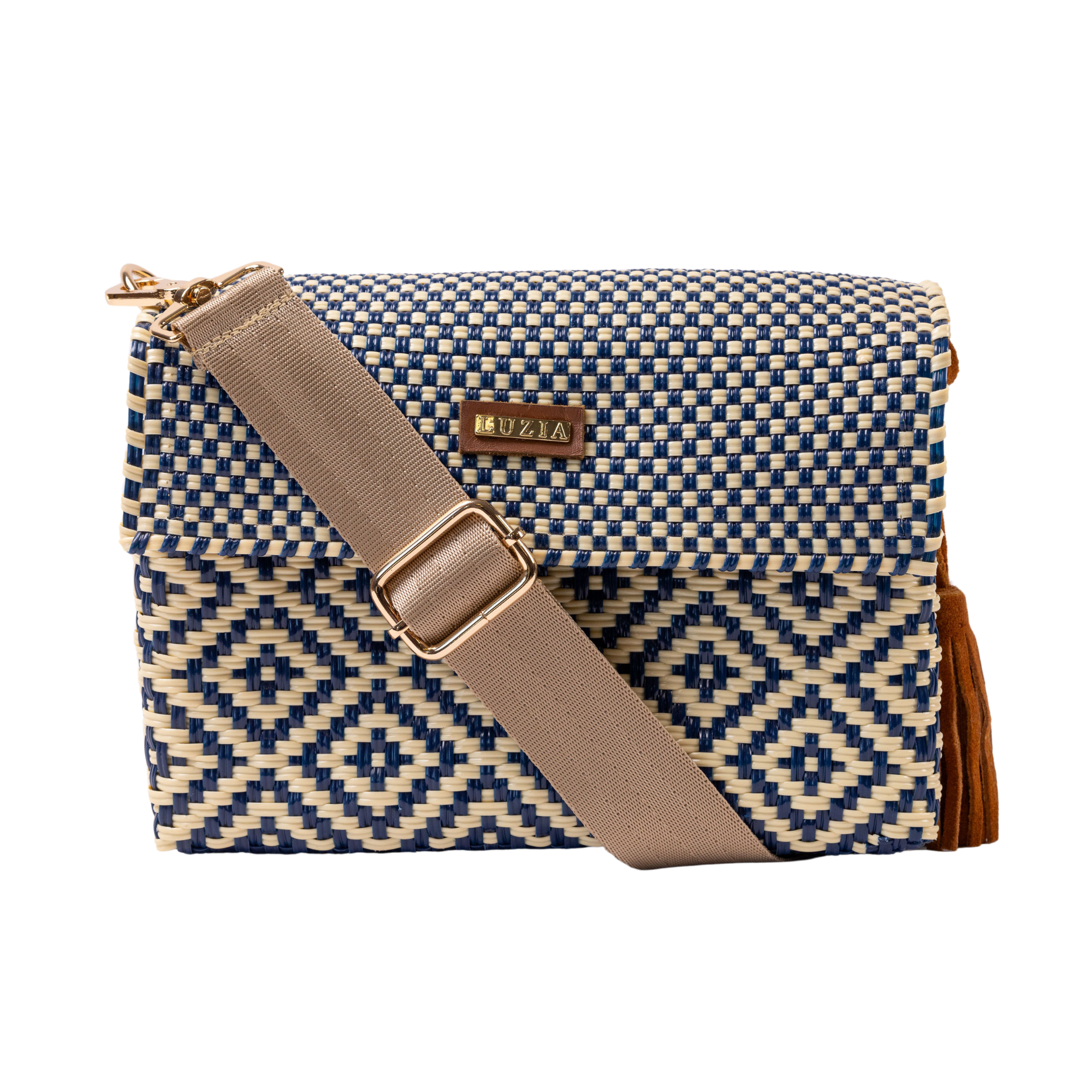 Crossbody Multi-Diamond Navy Blue Beige