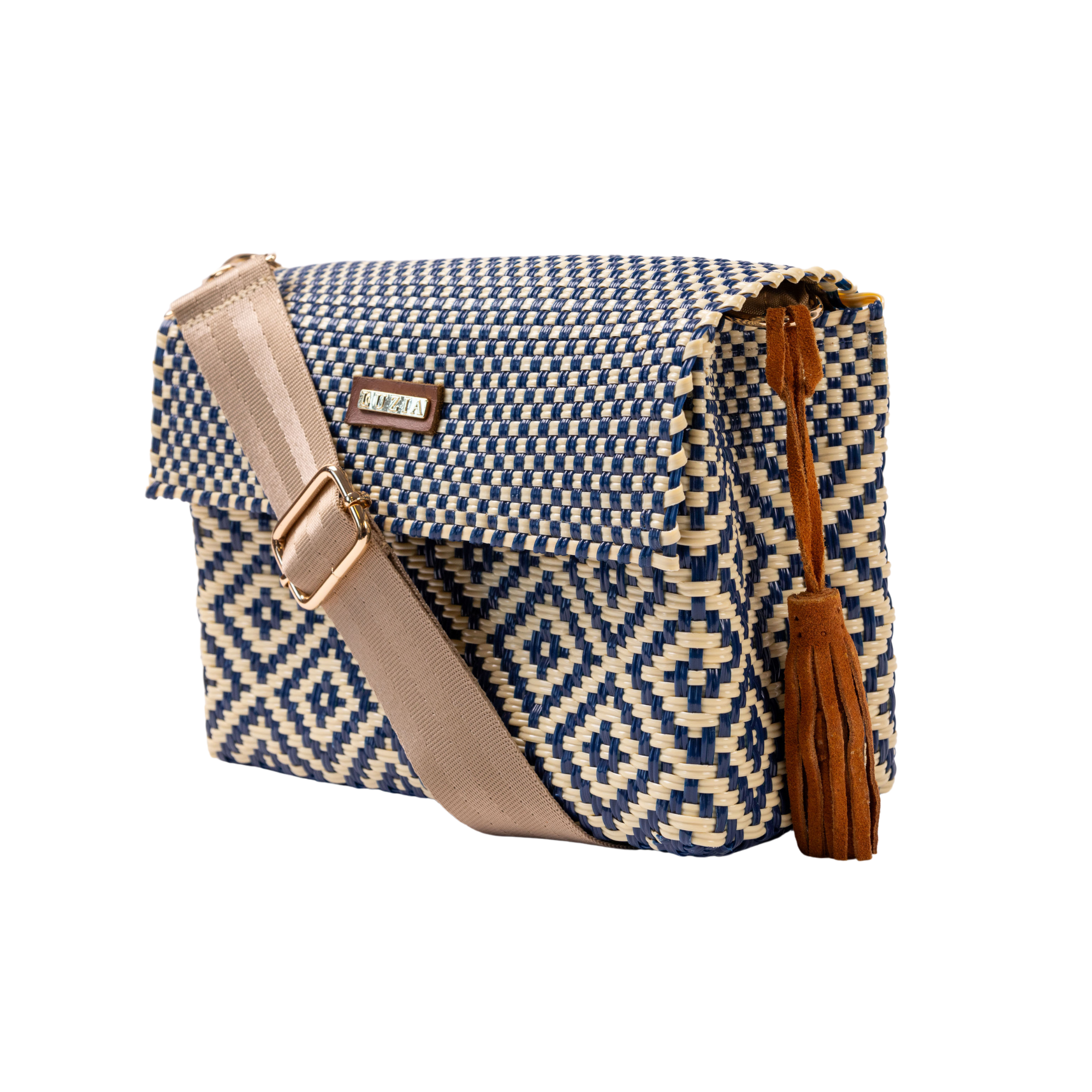 Crossbody Multi-Diamond Navy Blue Beige