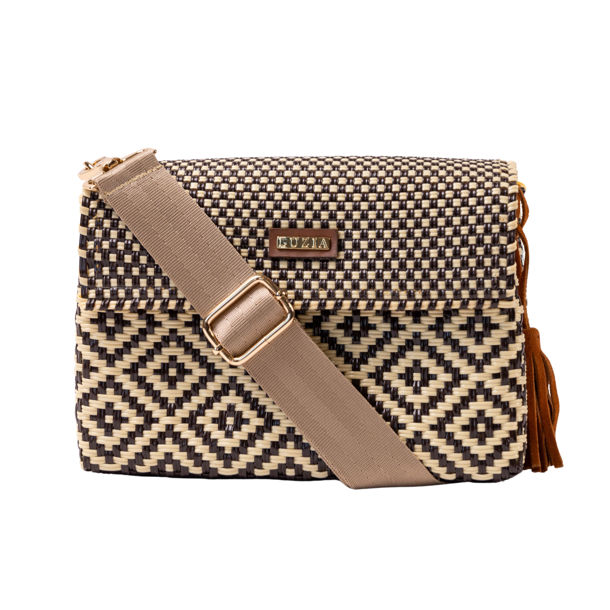 Crossbody Multi-Diamond Brown Beige