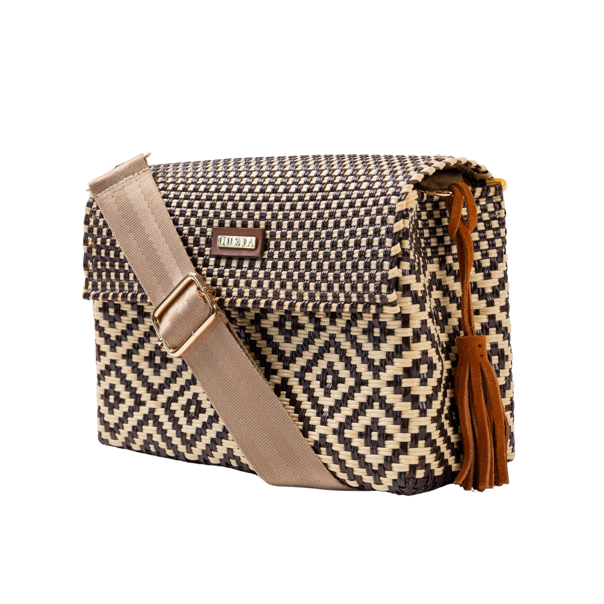 Crossbody Multi-Diamond Brown Beige