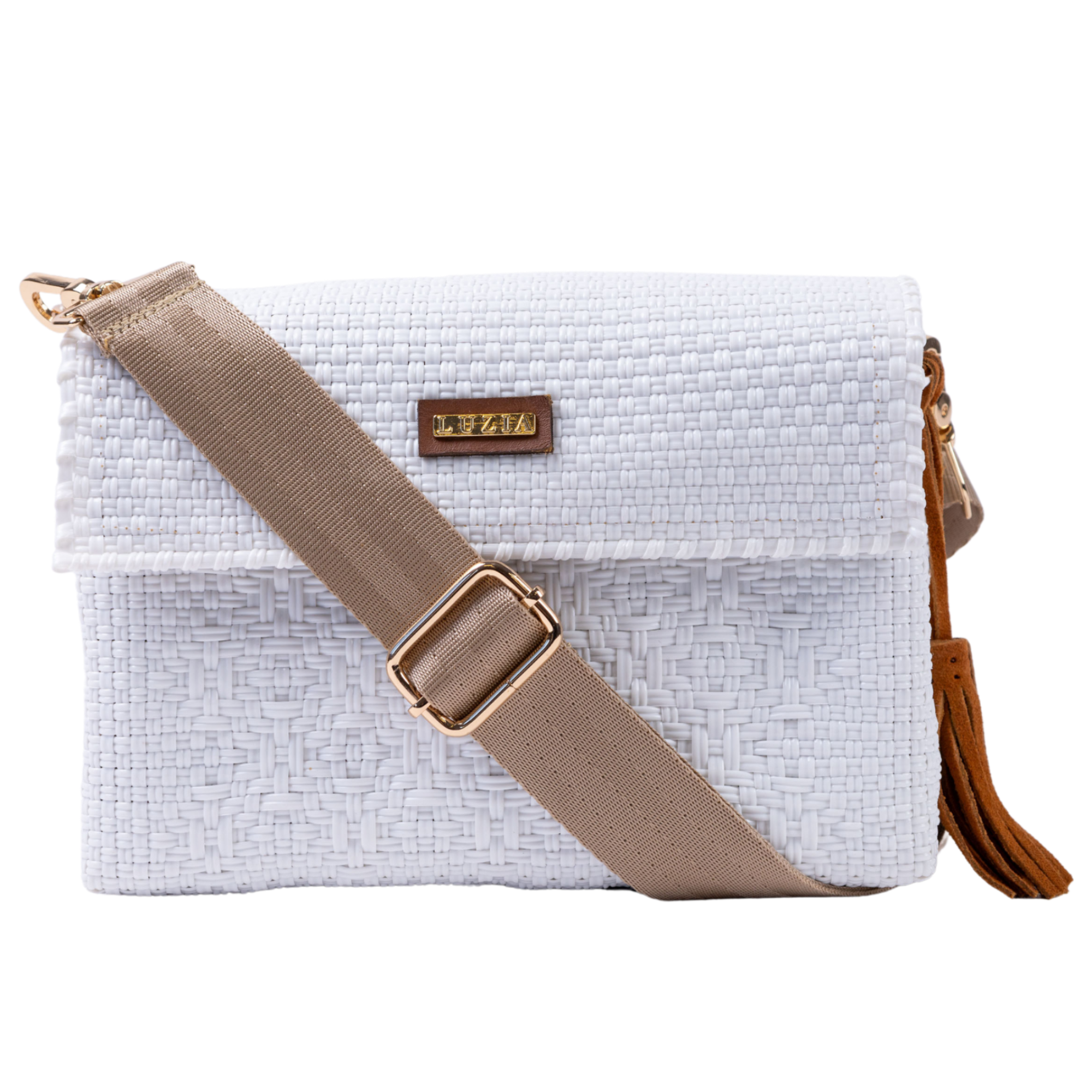 Crossbody Solid Multi-Diamond White sustainable woven crossbody bag made from recycled plastic