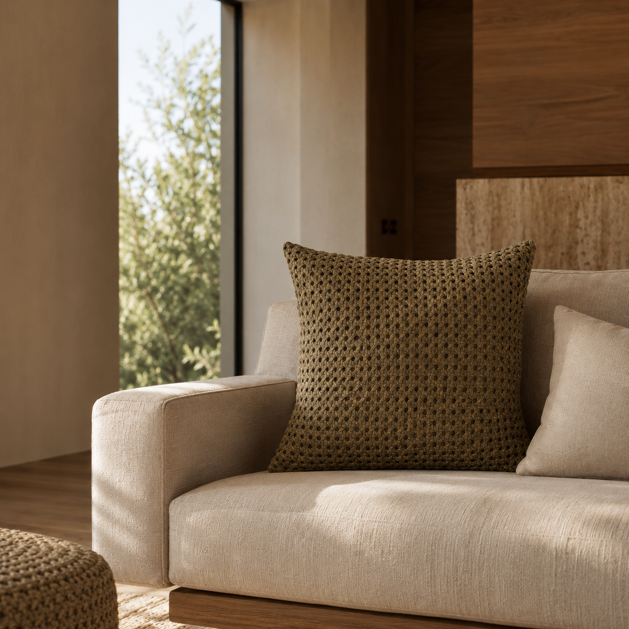 Rattan Suede Pillow – Forest