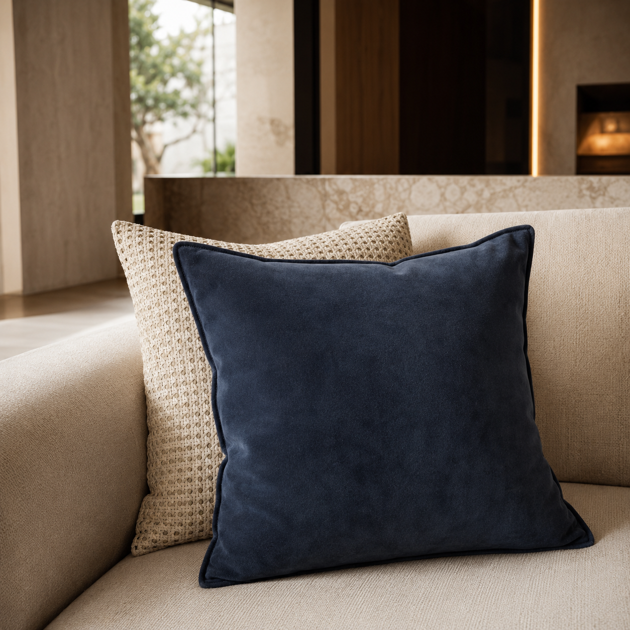 Solid Suede Pillow – Navy