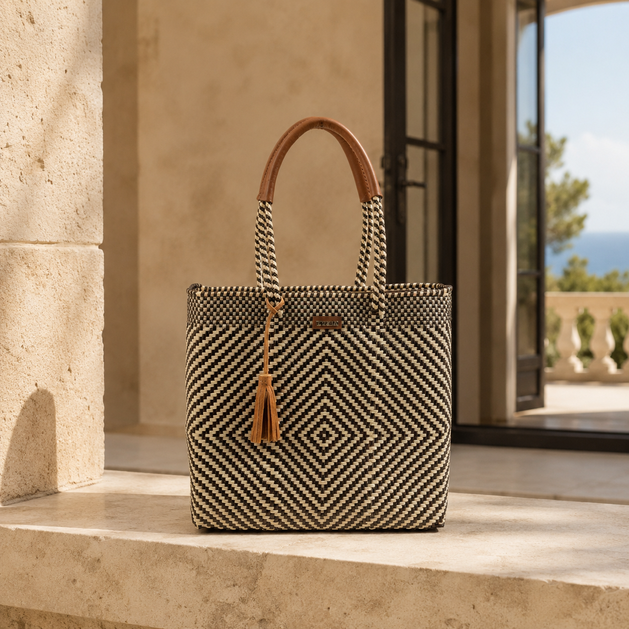 Shoulder Tote Diamond Brown Beige