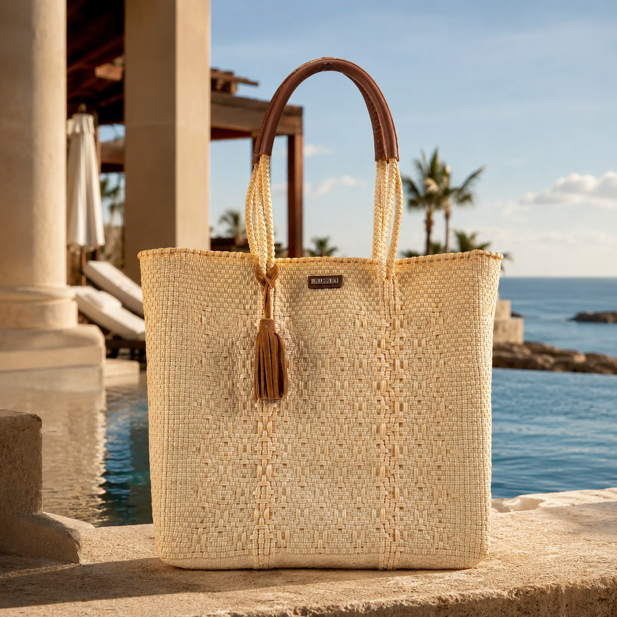 Shoulder Tote Solid Multi-Diamond Beige