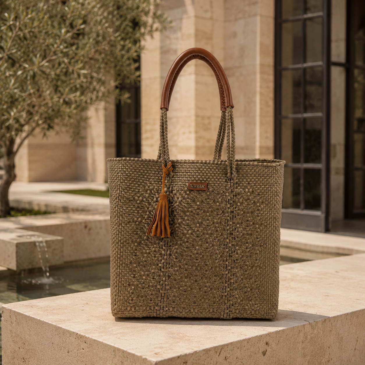 Shoulder Tote Solid Multi-Diamond Gold