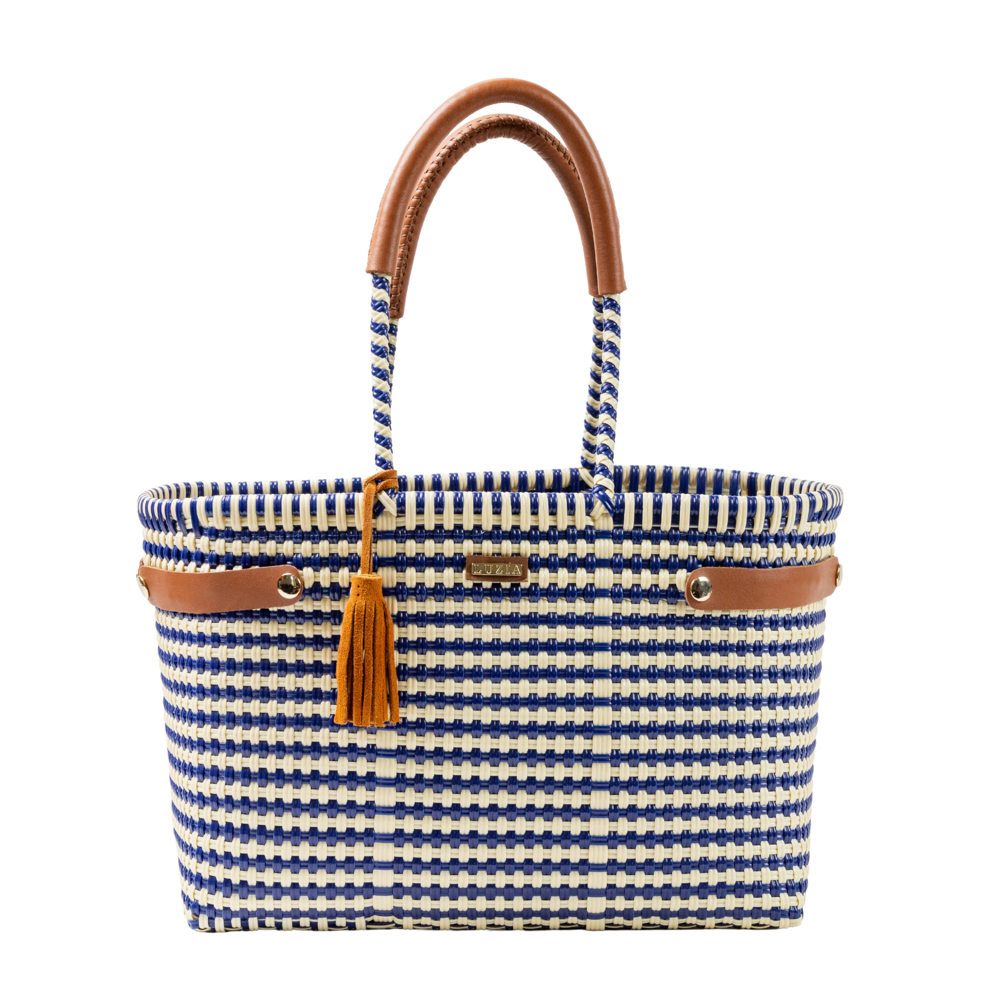 Open Basket Medium Lines Navy Blue Beige