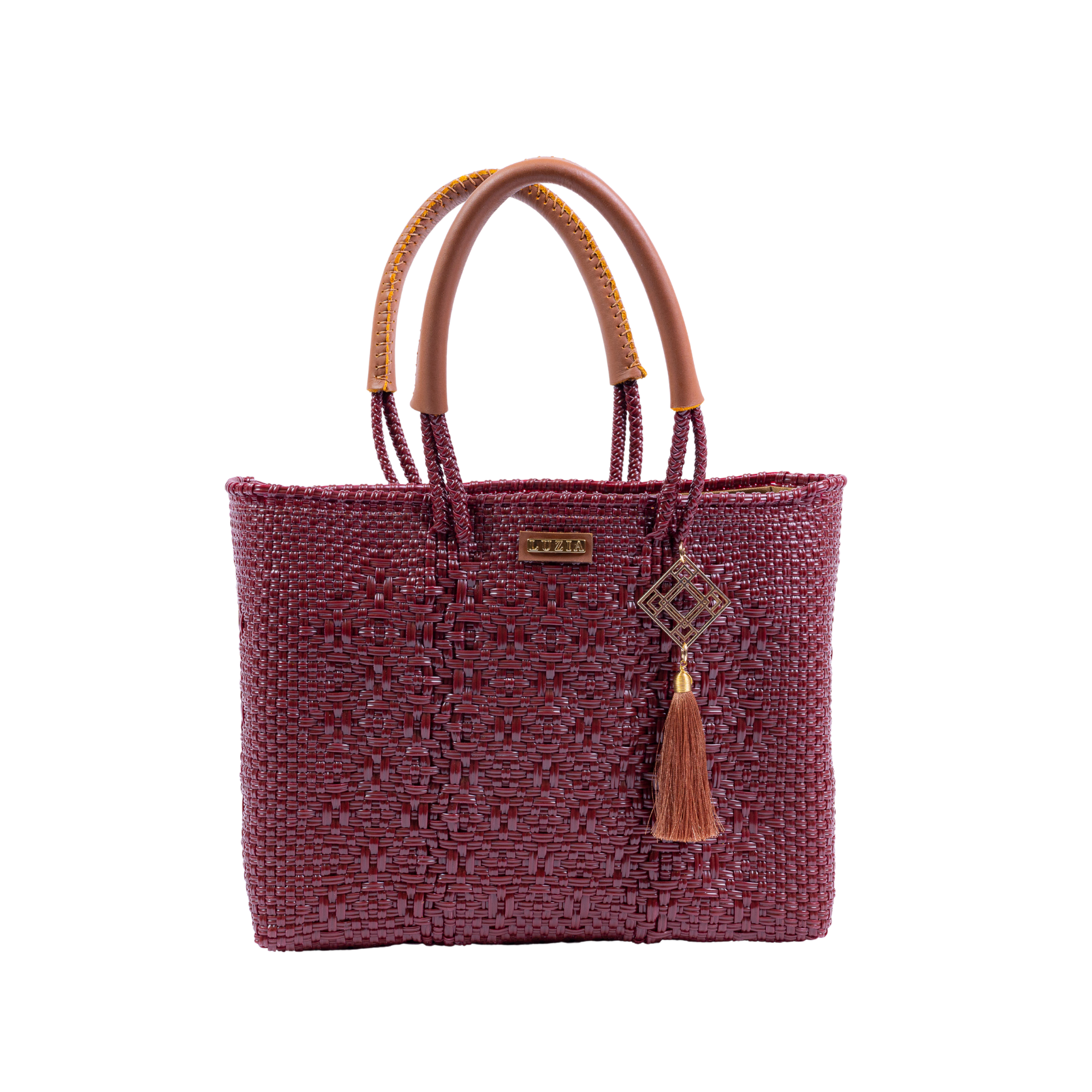Arm Tote Solid Multi-Diamond Burgundy