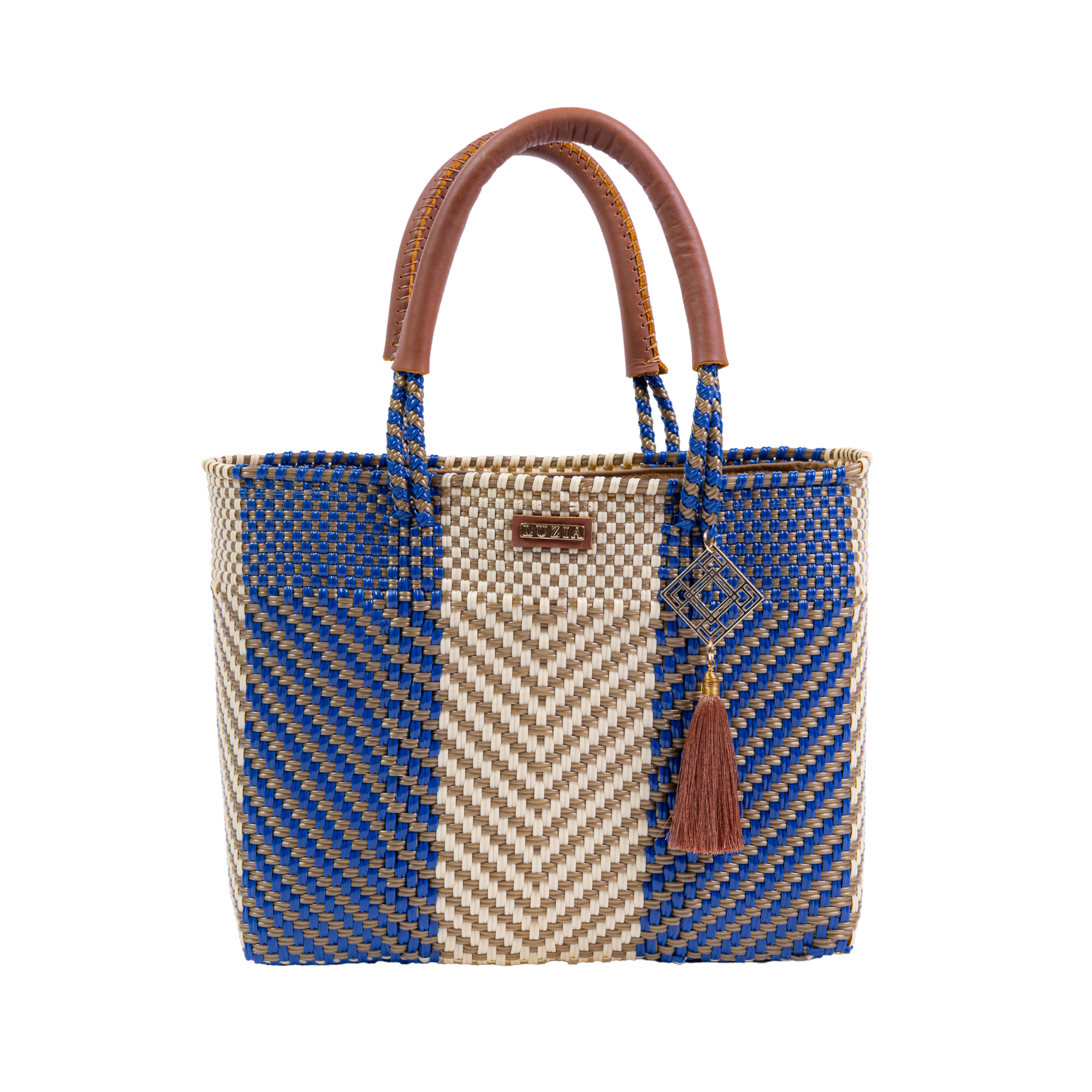 Arm Tote Stripe Arrow Blue Beige Gold