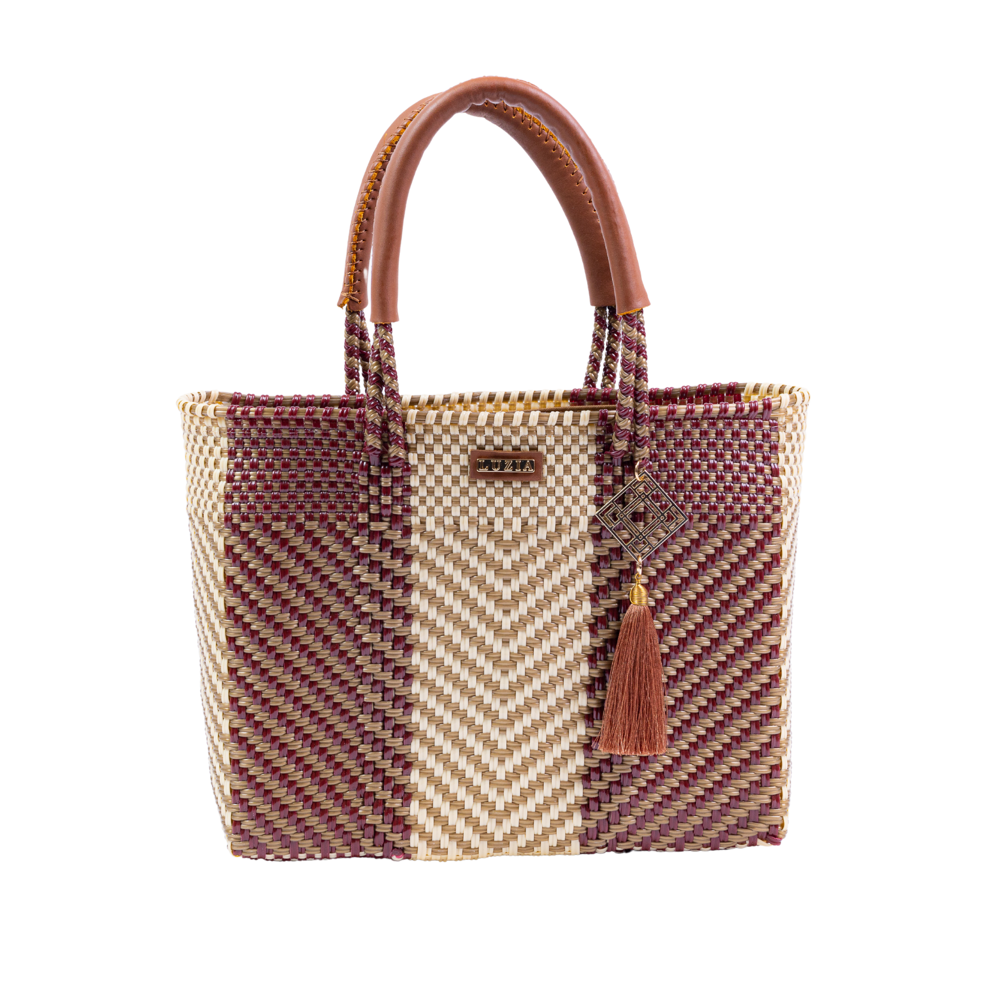 Arm Tote Stripe Arrow Burgundy Beige Gold