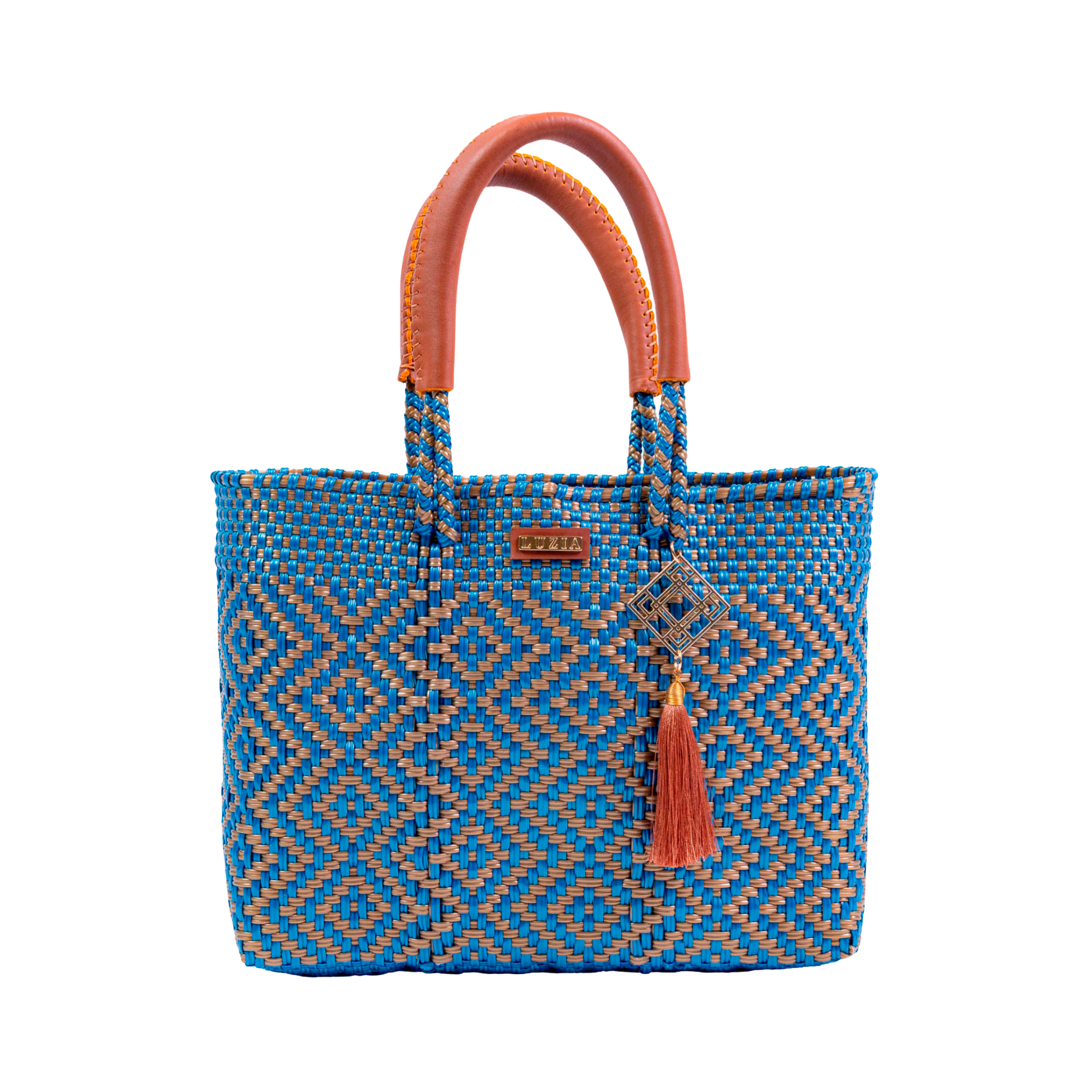 Arm Tote Multi-Diamond Metallic Blue Gold