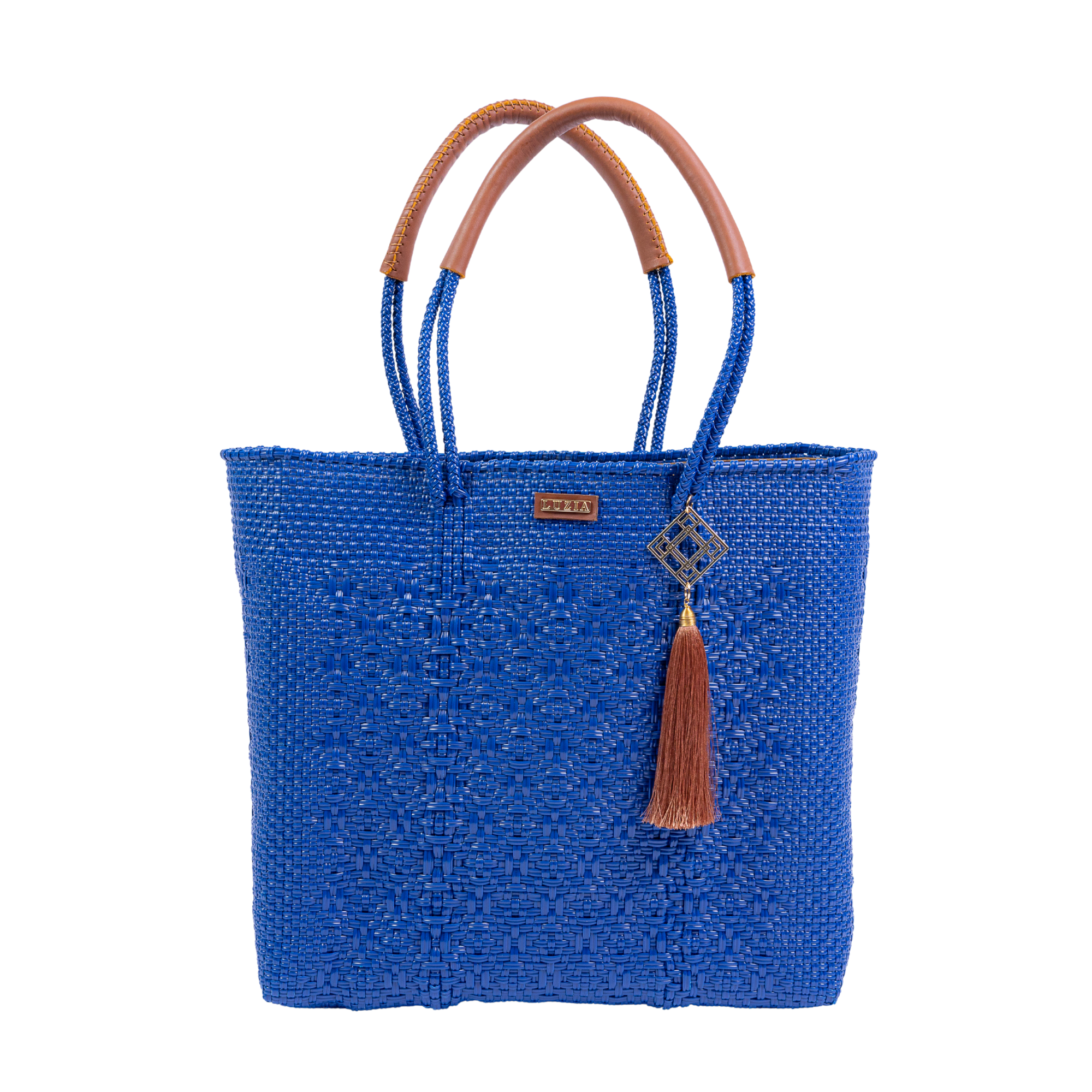 Shoulder Tote Solid Multi-Diamond Blue