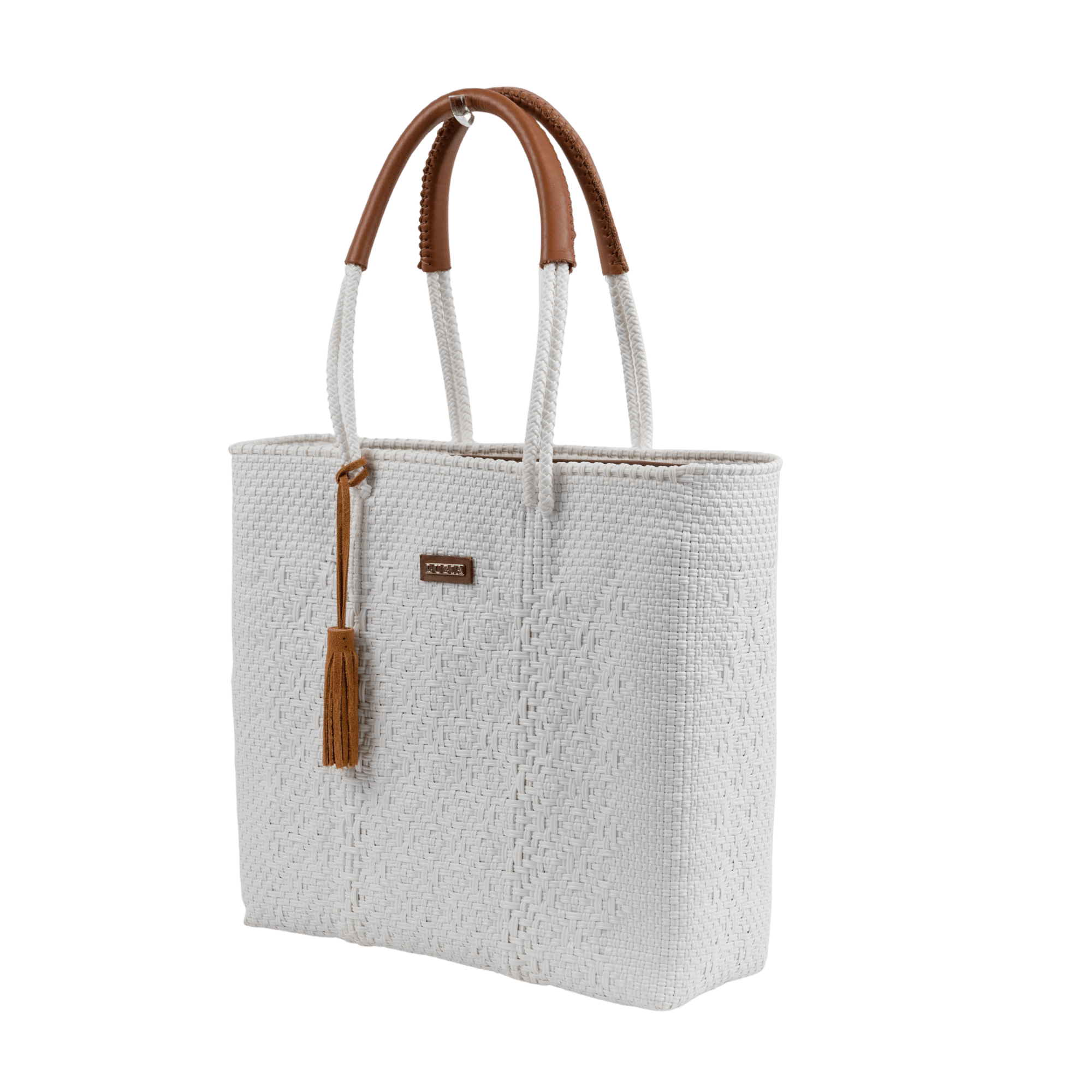 Shoulder Tote Solid Multi-Diamond White