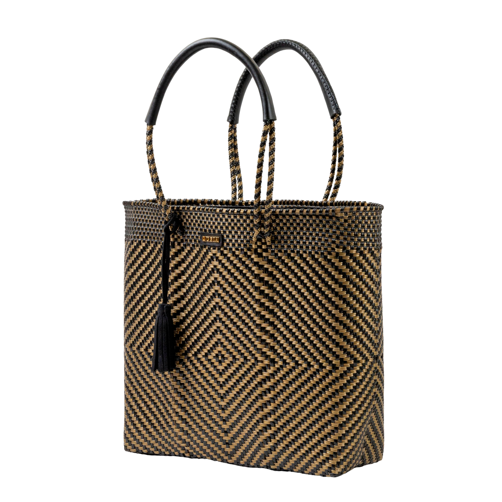 Shoulder Tote Diamond Black Gold