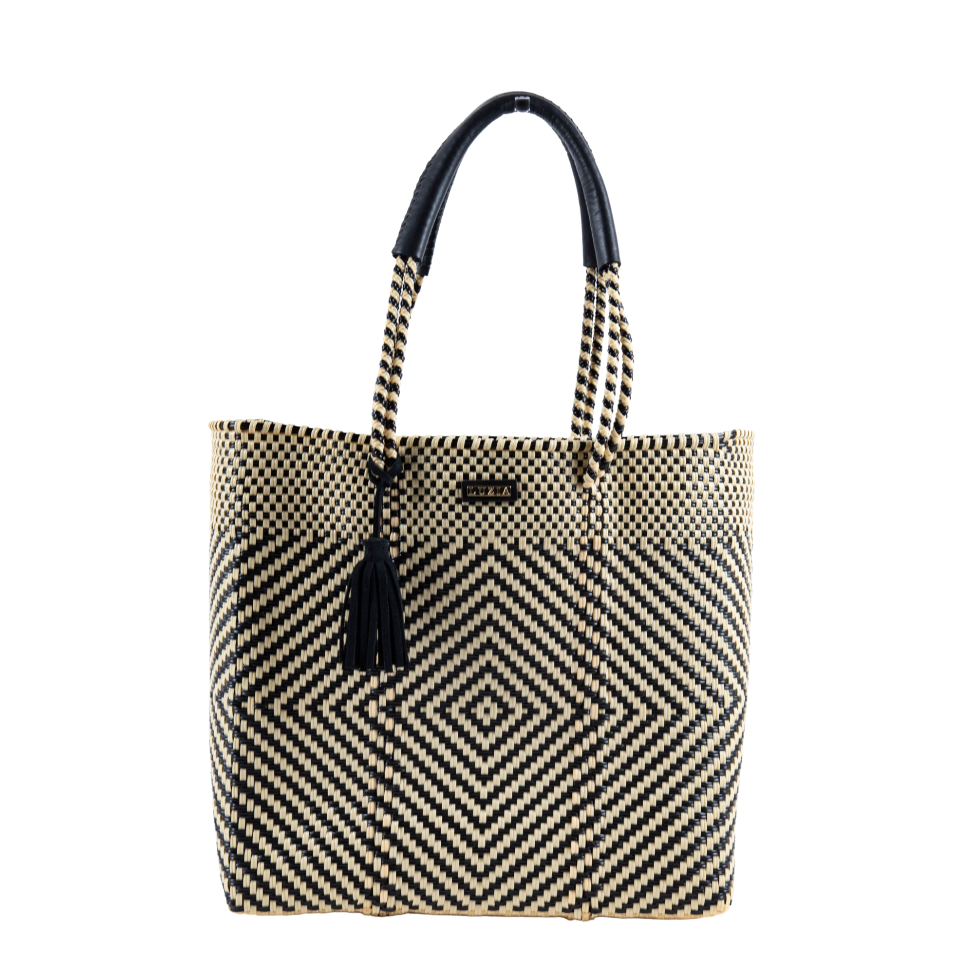 Shoulder Tote Diamond Black Beige