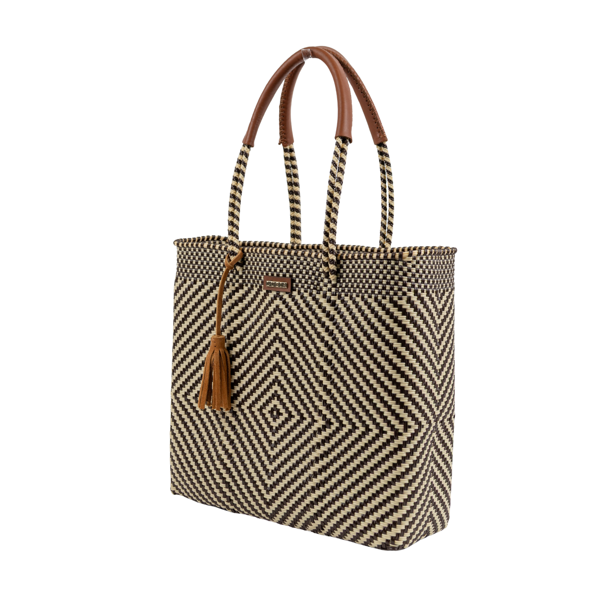 Shoulder Tote Diamond Brown Beige