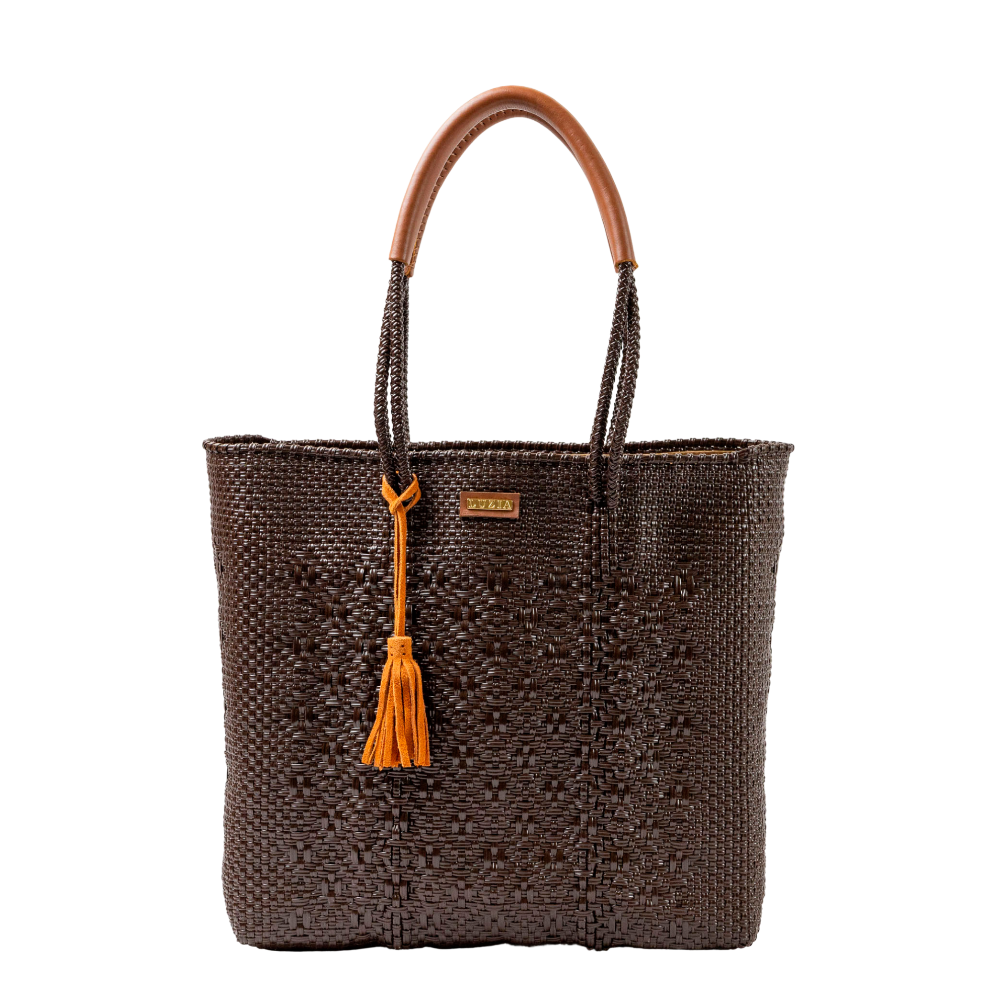 Shoulder Tote Solid Multi-Diamond Brown