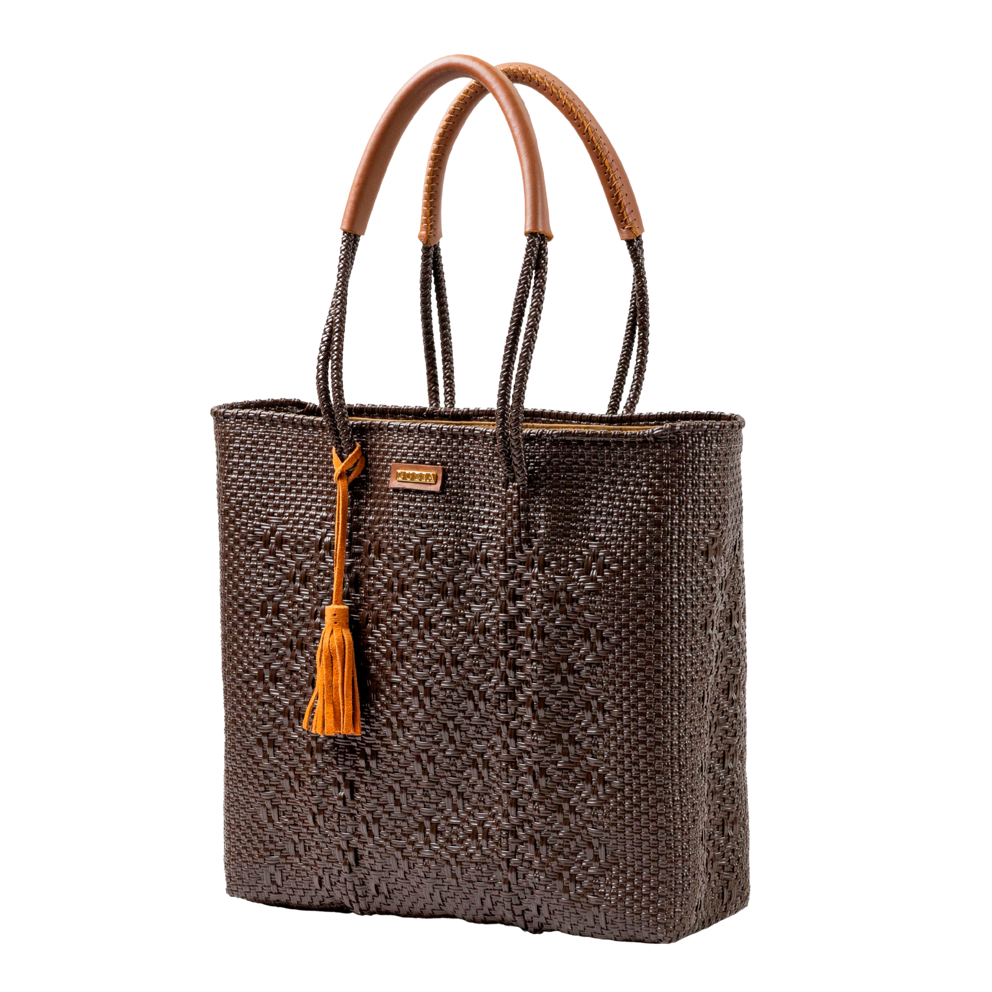 Shoulder Tote Solid Multi-Diamond Brown