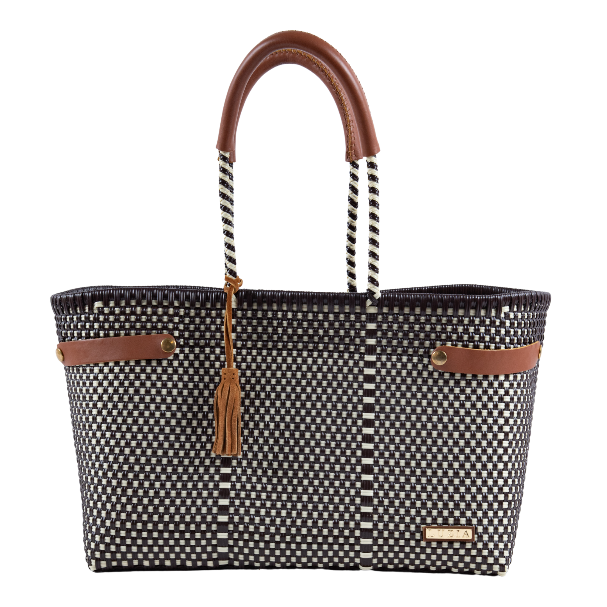 Open Basket Jumbo Checkers Brown Beige
