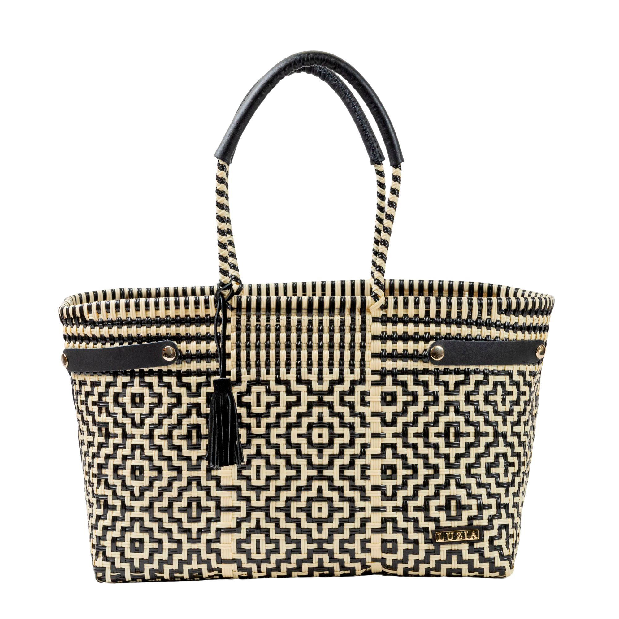 Open Basket Jumbo Cross Diamond Black Beige