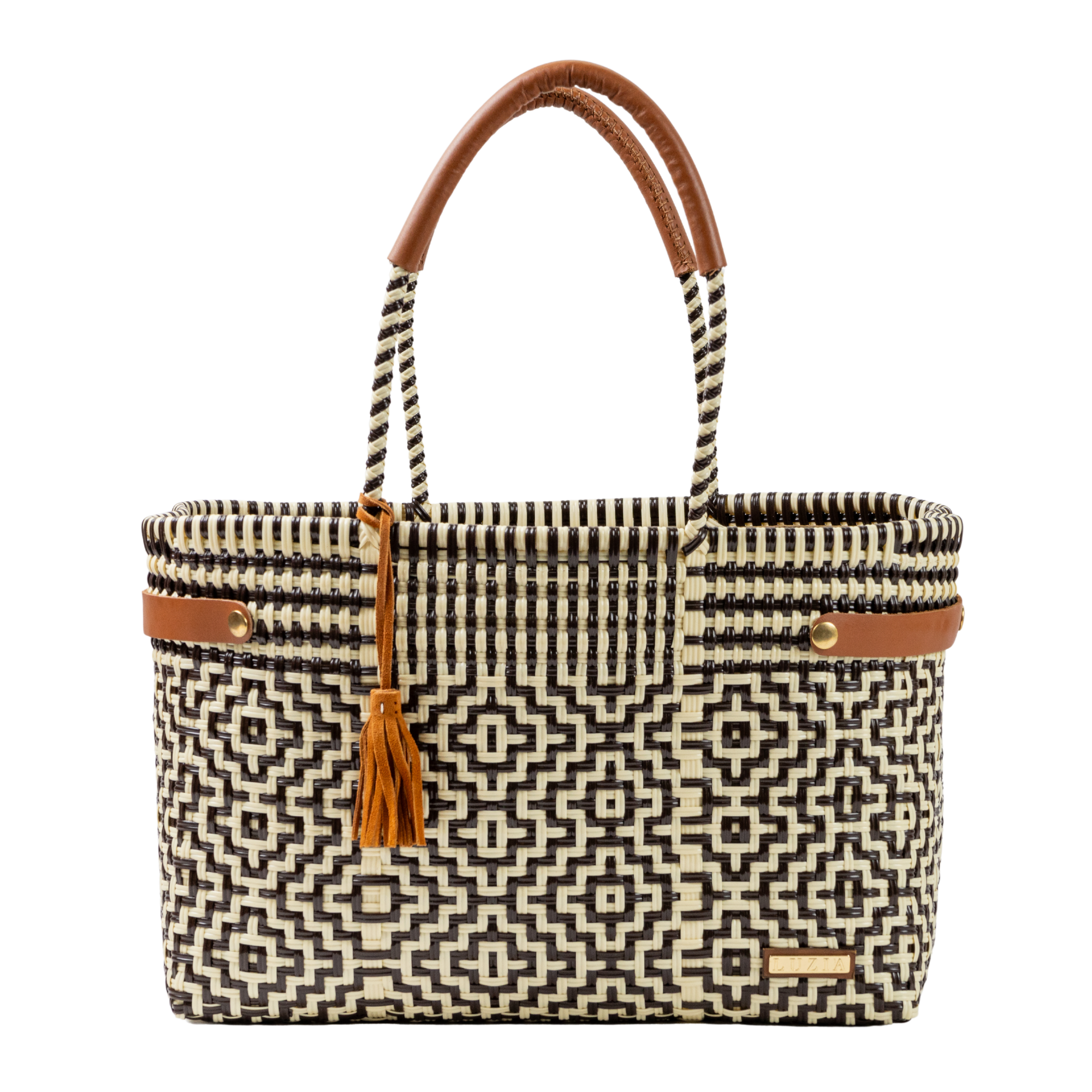 Open Basket Jumbo Cross Diamond Brown Beige