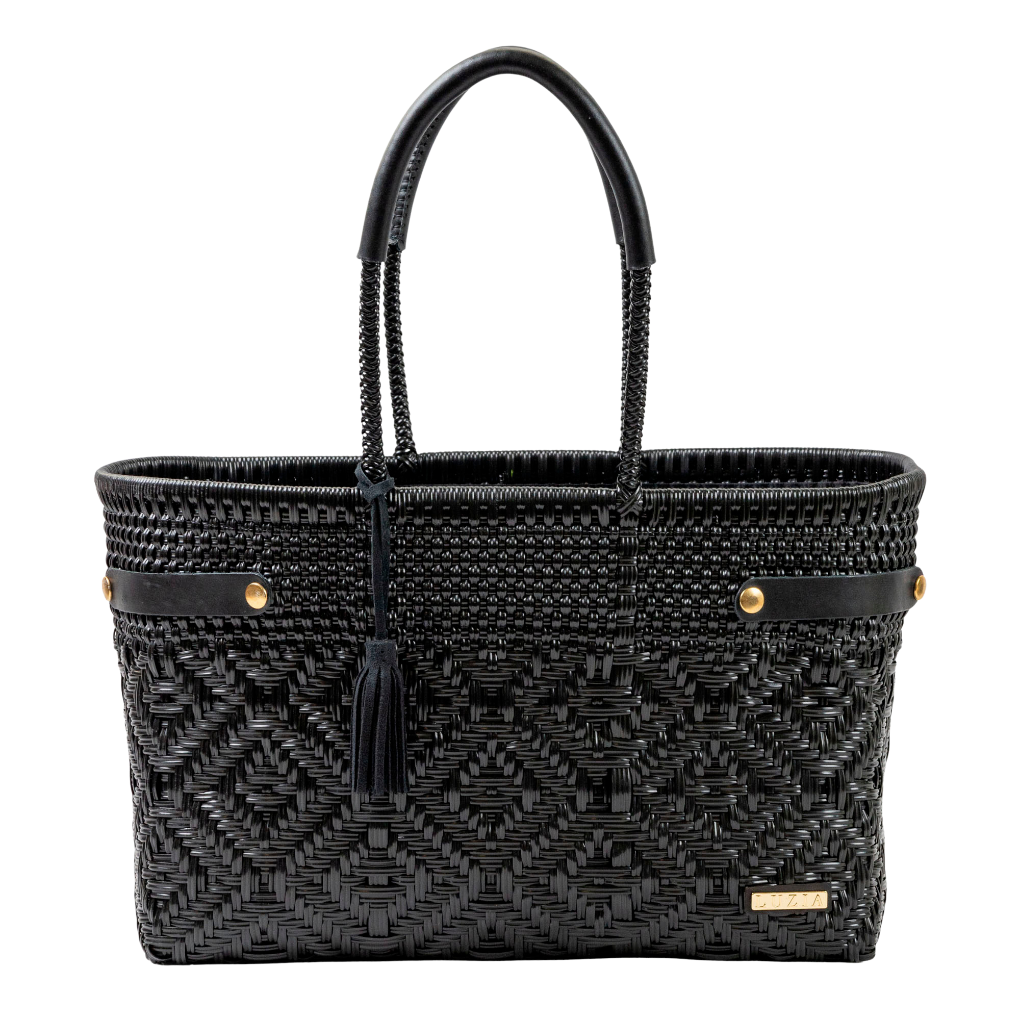 Open Basket Jumbo Braided Solid Black (Leather Black)