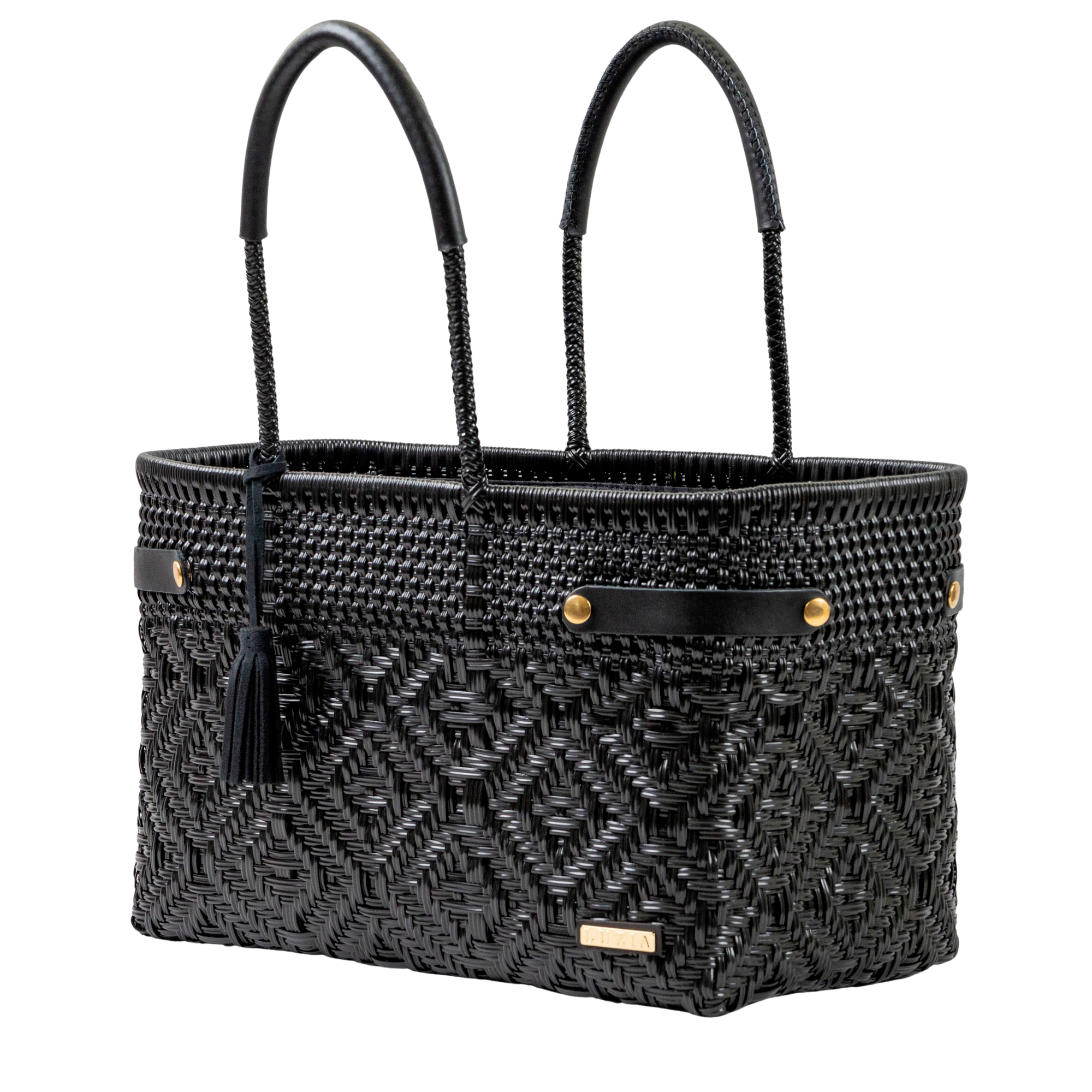Open Basket Jumbo Braided Solid Black (Leather Black)