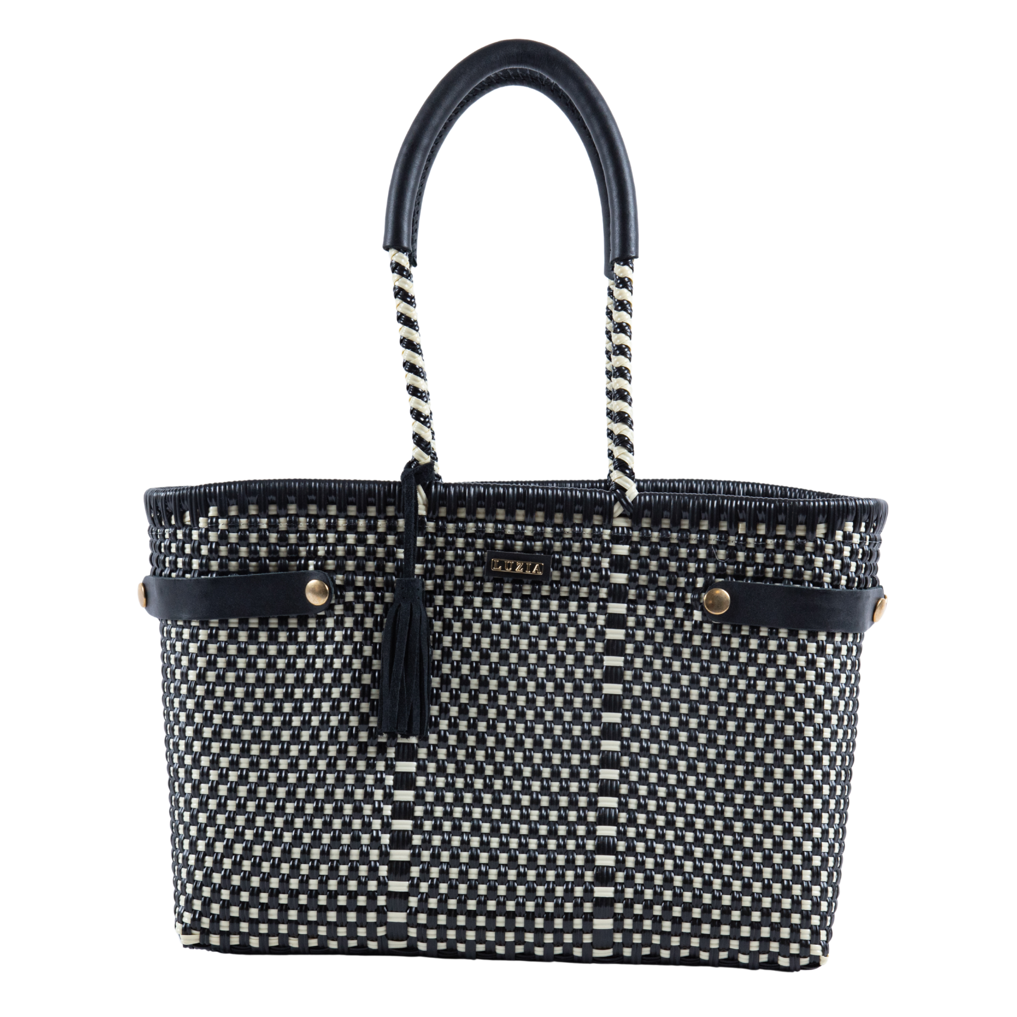 Open Basket Medium Checkers Black Beige
