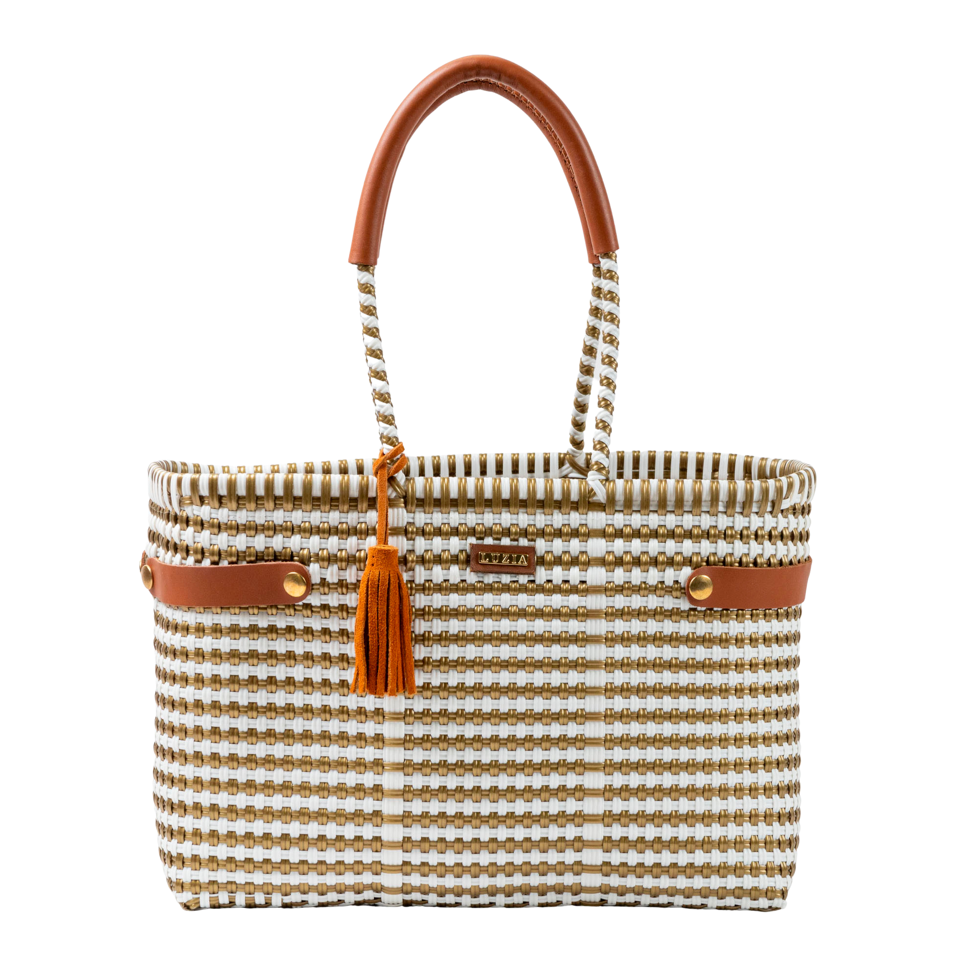 Open Basket Medium Lines White Gold