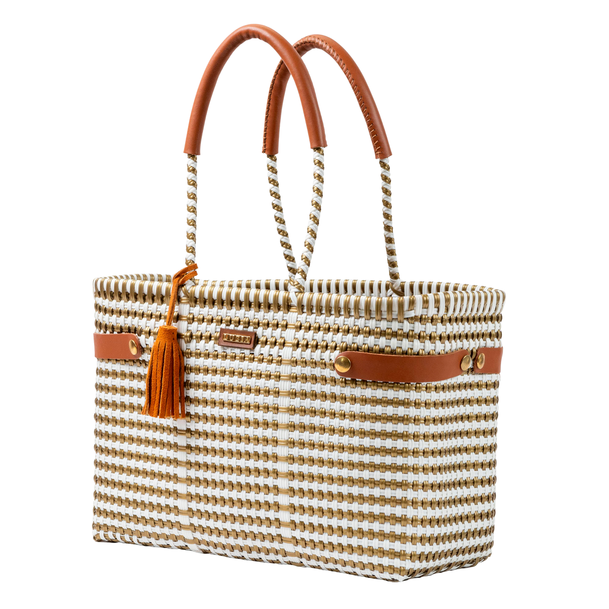 Open Basket Medium Lines White Gold