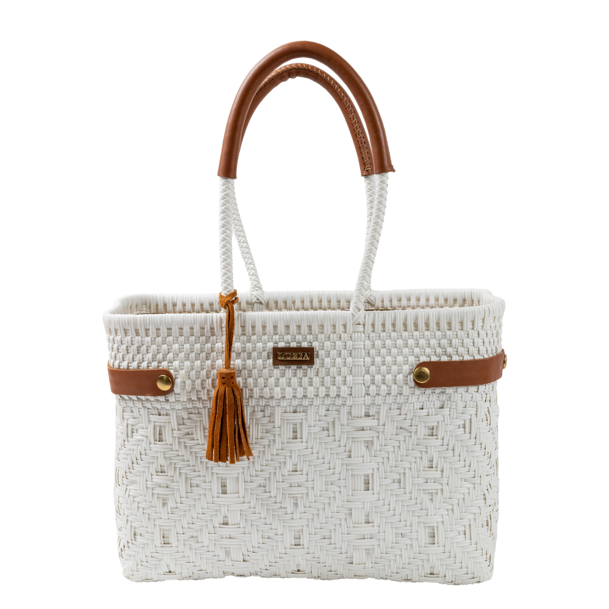 Open Basket Medium Braided Solid White
