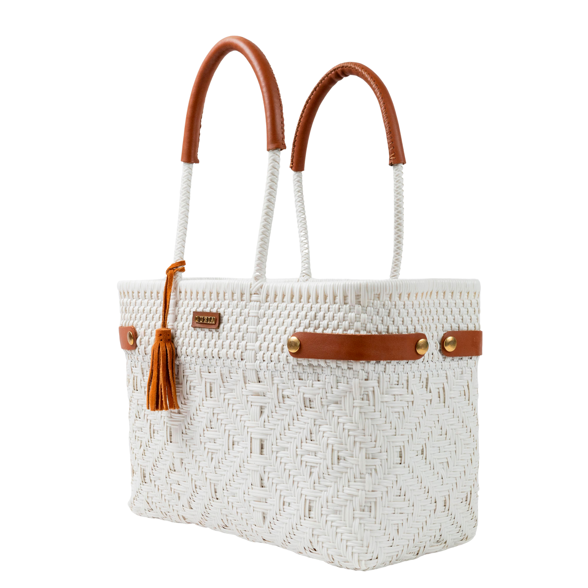 Open Basket Medium Braided Solid White