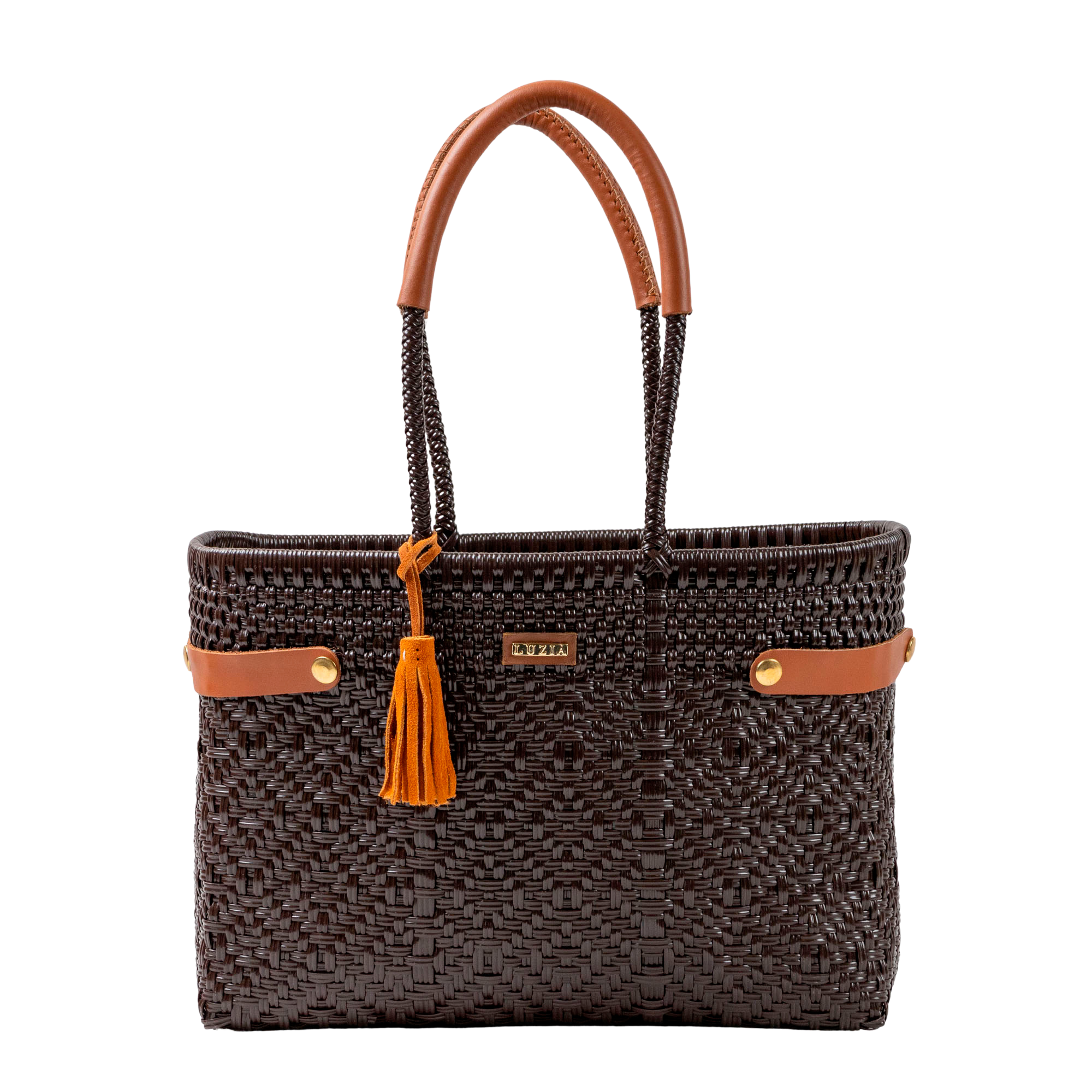 Open Basket Medium Braided Solid Brown
