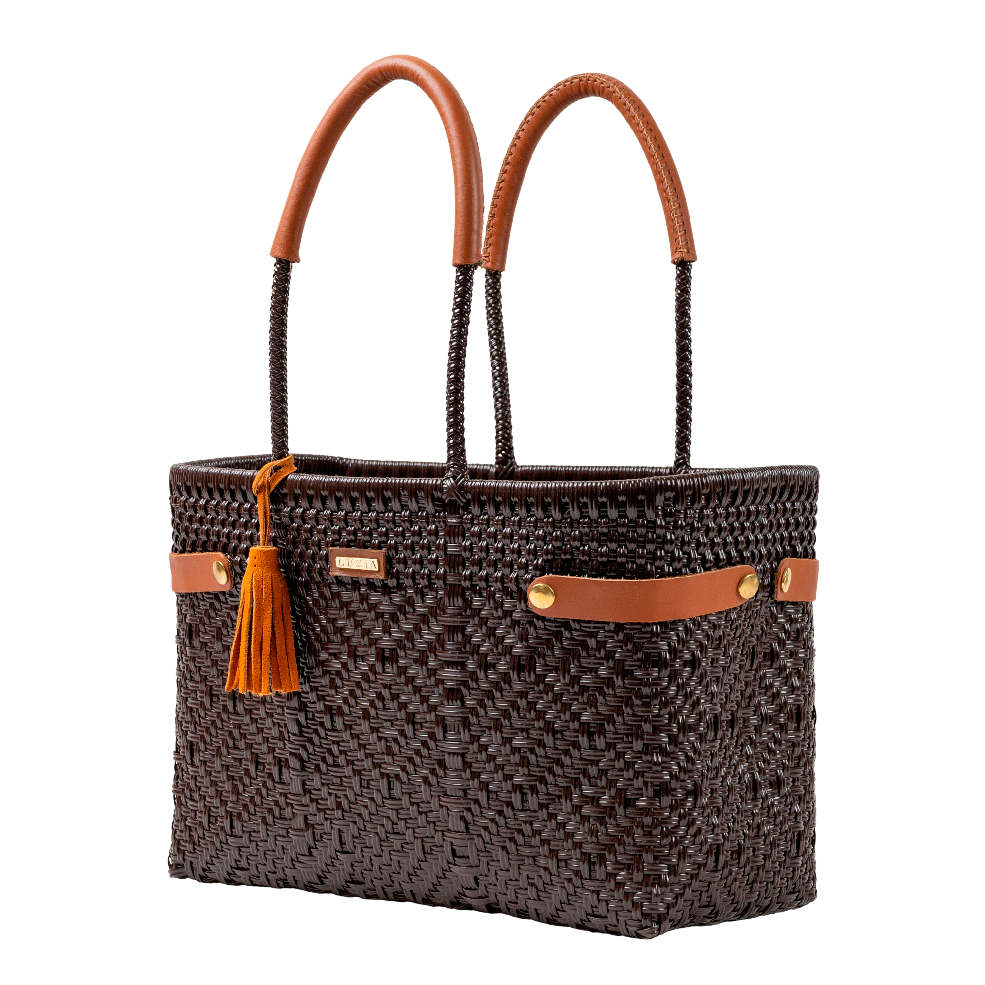 Open Basket Medium Braided Solid Brown