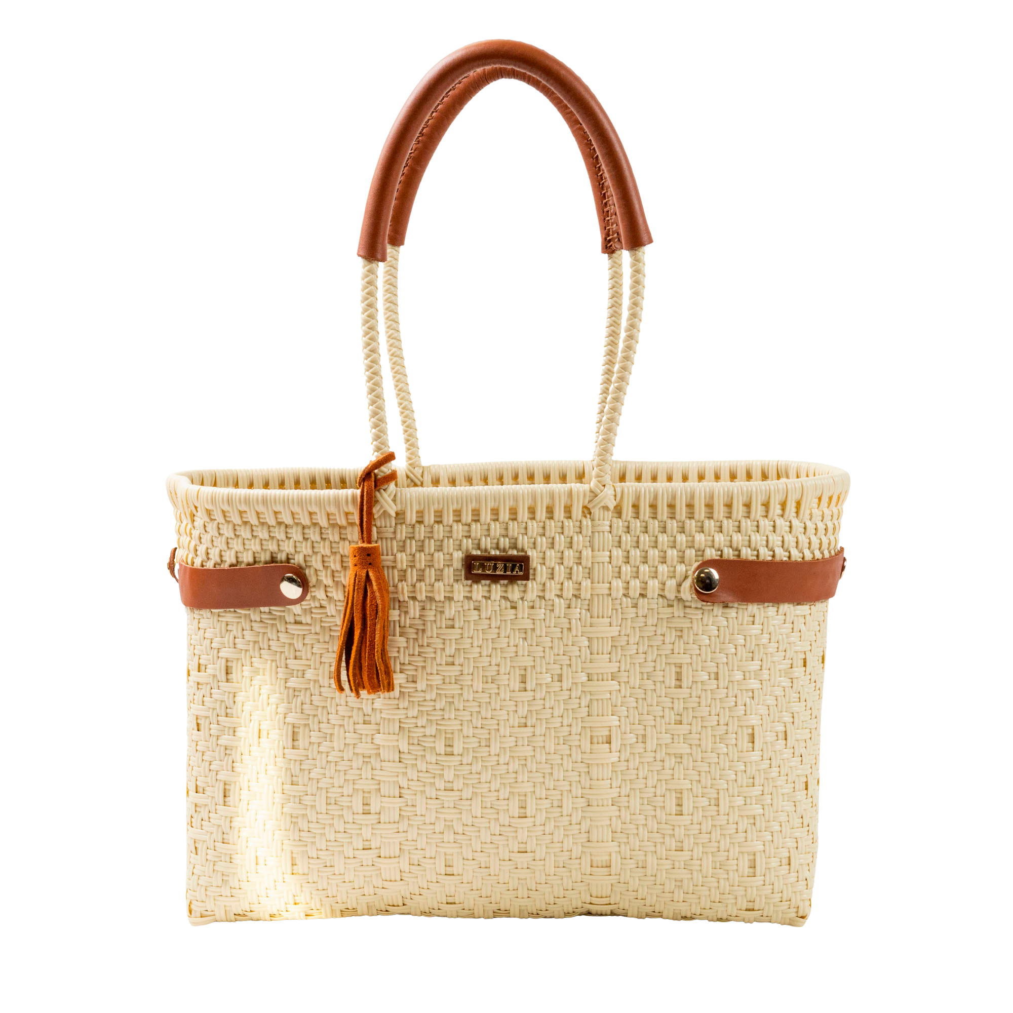 Open Basket Medium Braided Solid Beige