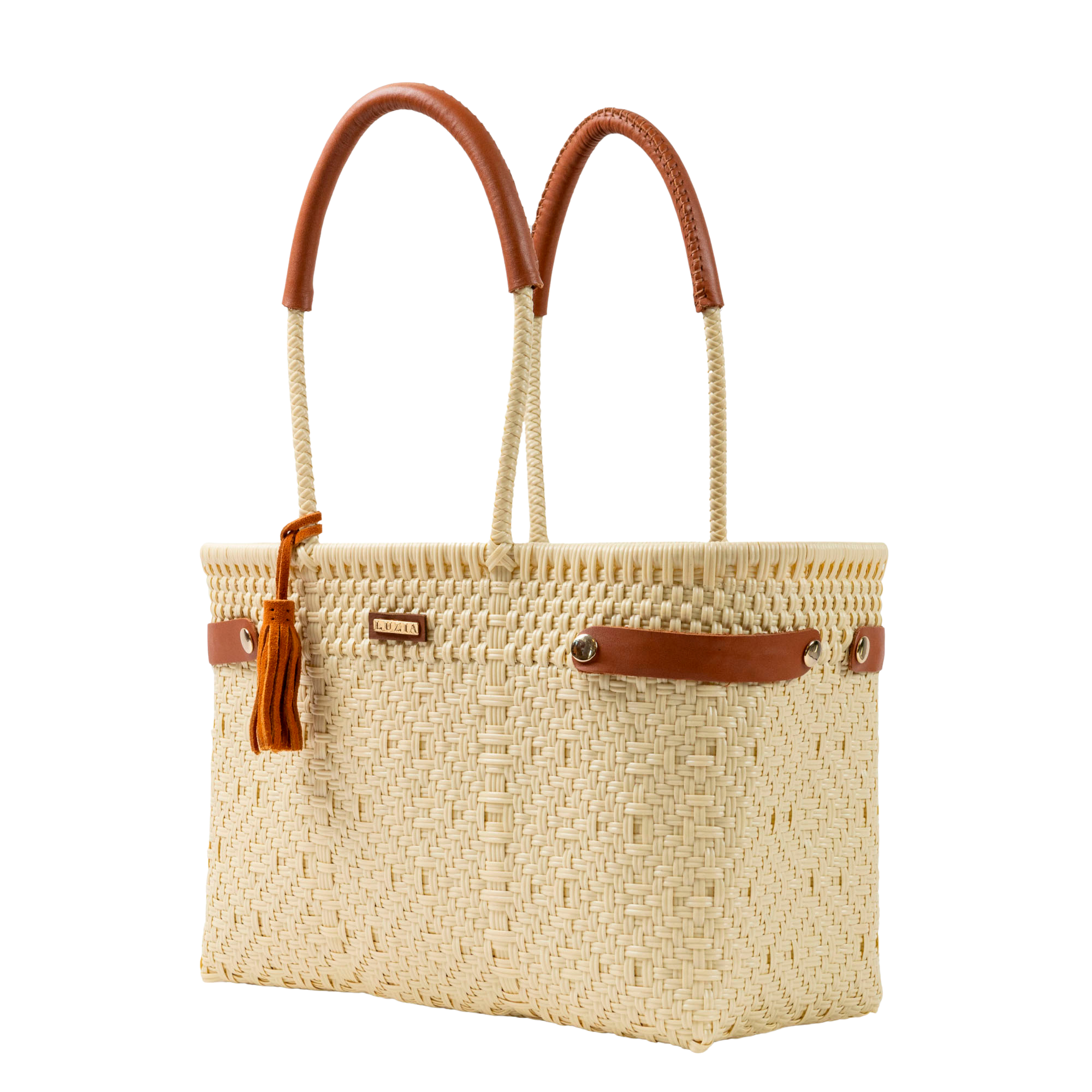 Open Basket Medium Braided Solid Beige