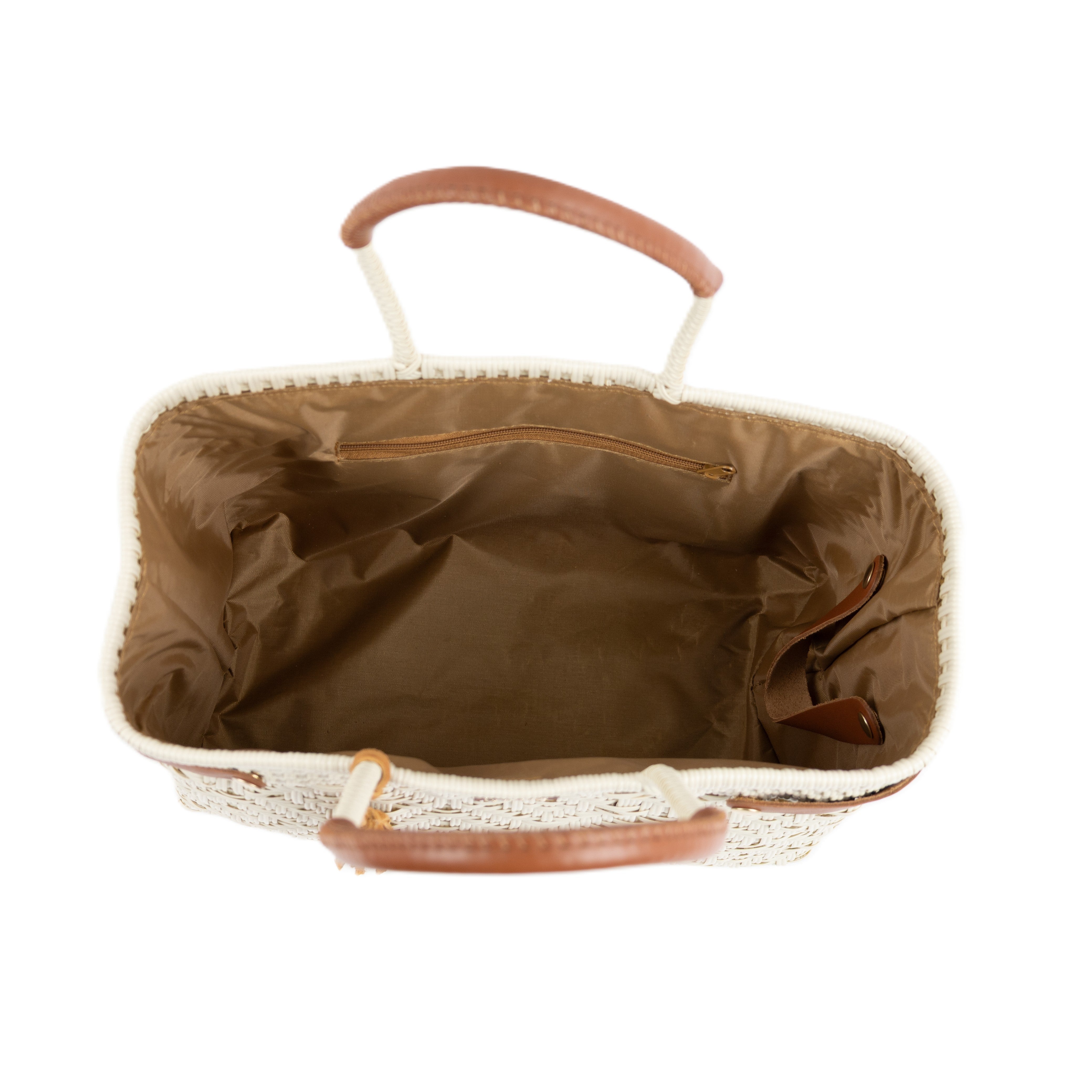 Open Basket Medium Braided Solid Beige