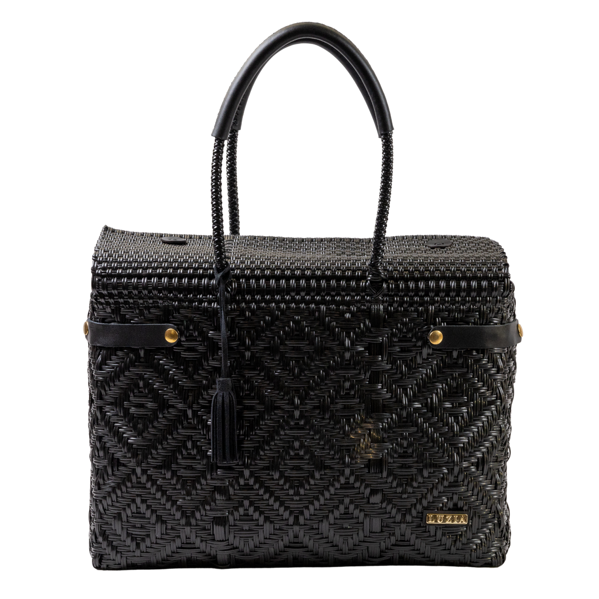 Closed Basket Jumbo Braided Solid Black (Leather Black)