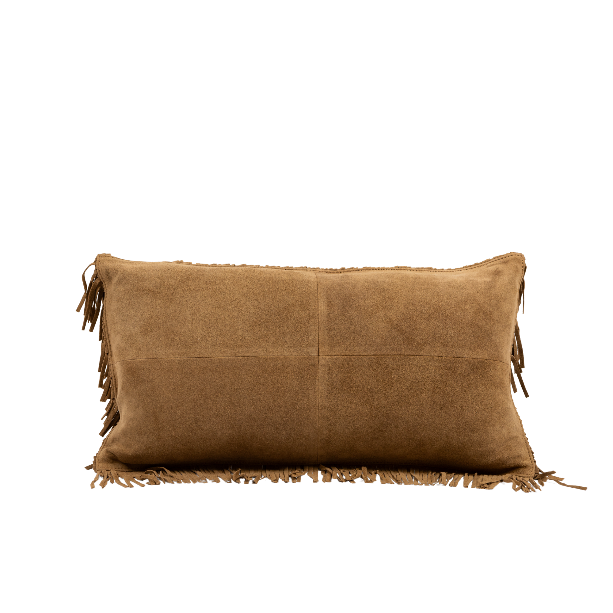 Fringe Suede Lumbar Pillow – Camel | LUZIA