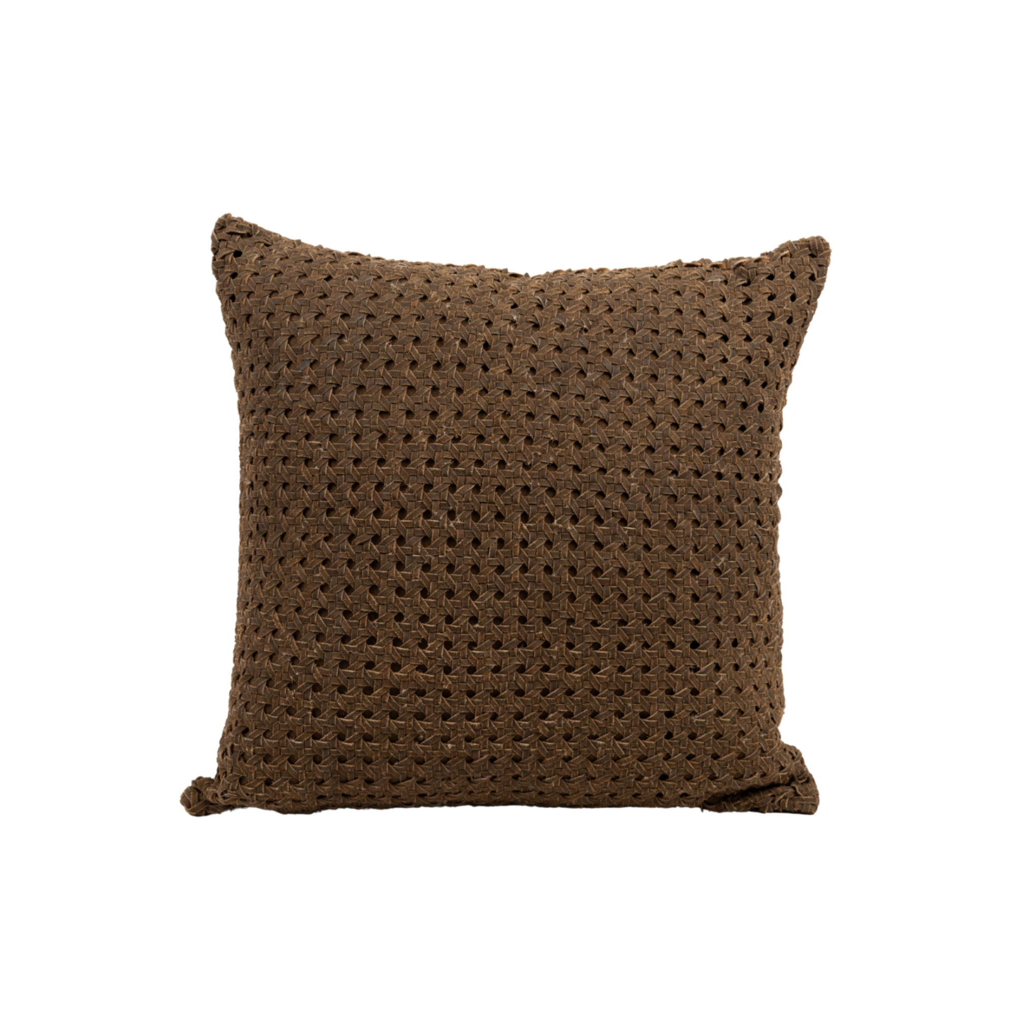 Rattan leather throw pillow in vintage leather by LUZIA