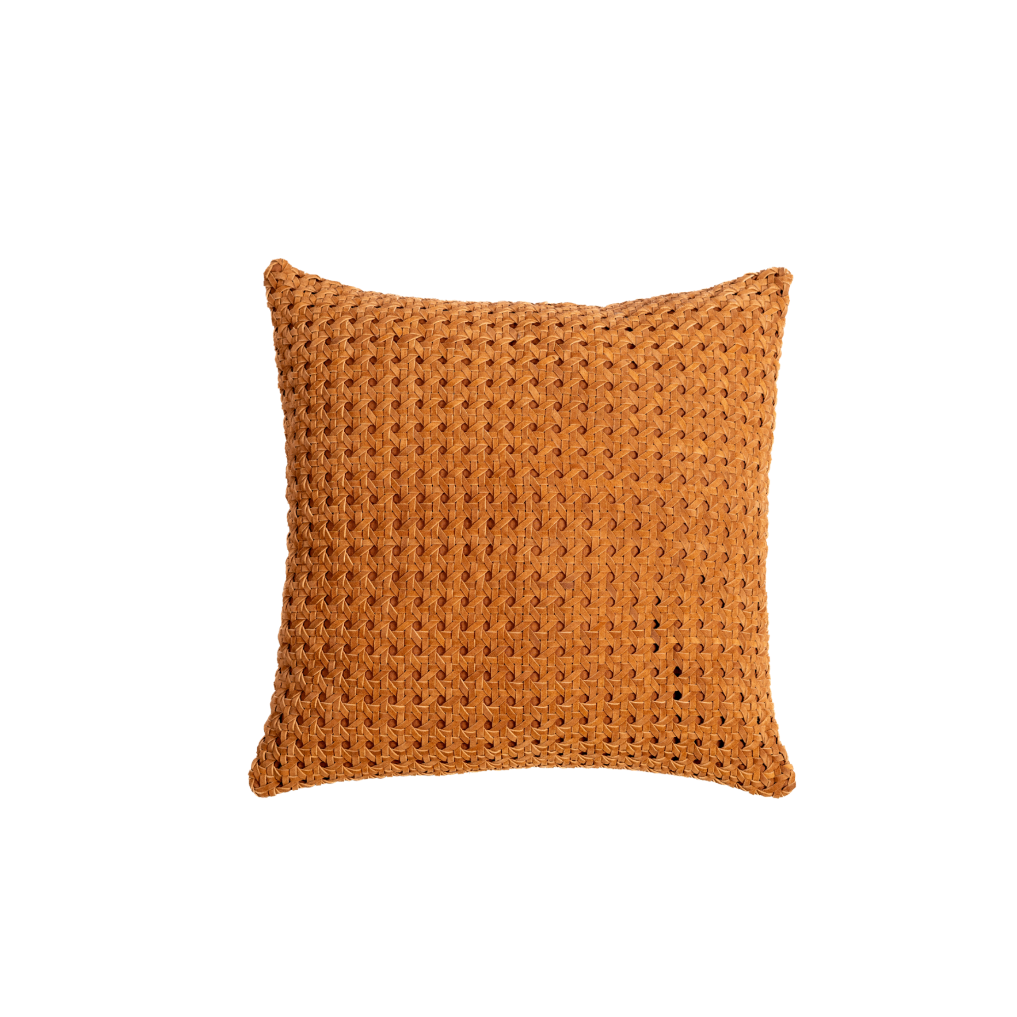 Rattan suede throw pillow in cognac by LUZIA