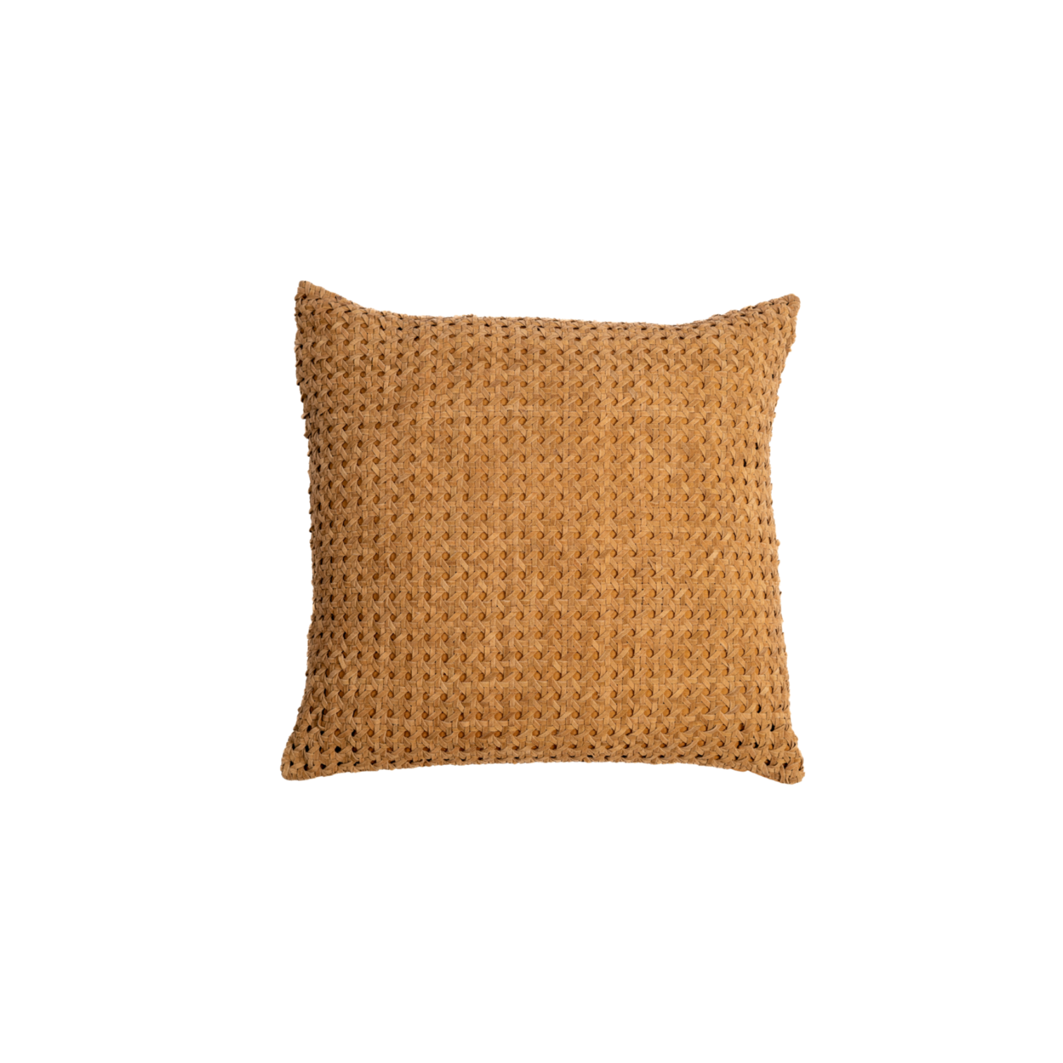 Rattan suede throw pillow in camel by LUZIA