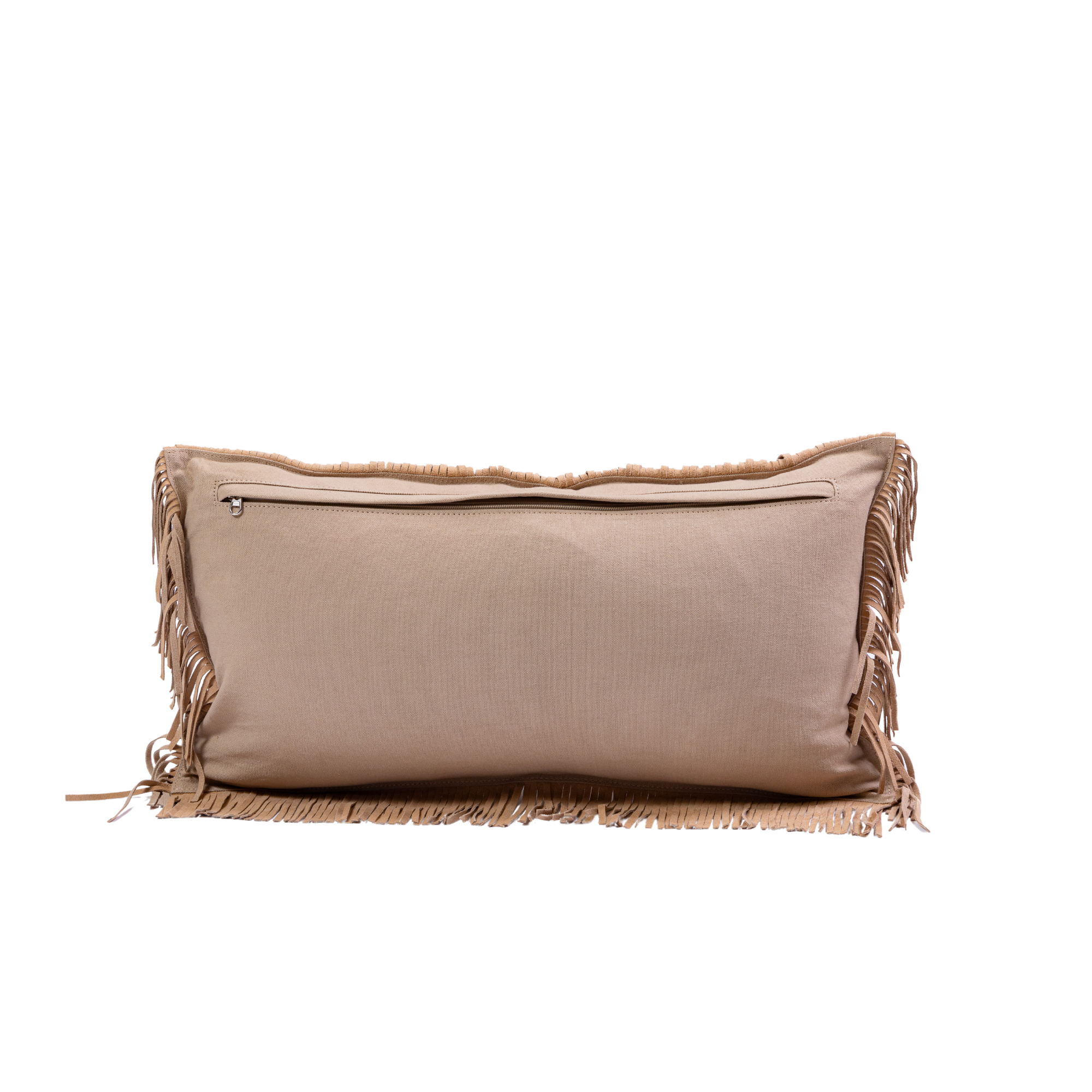 Pillow Lumbar Fringe Taupe