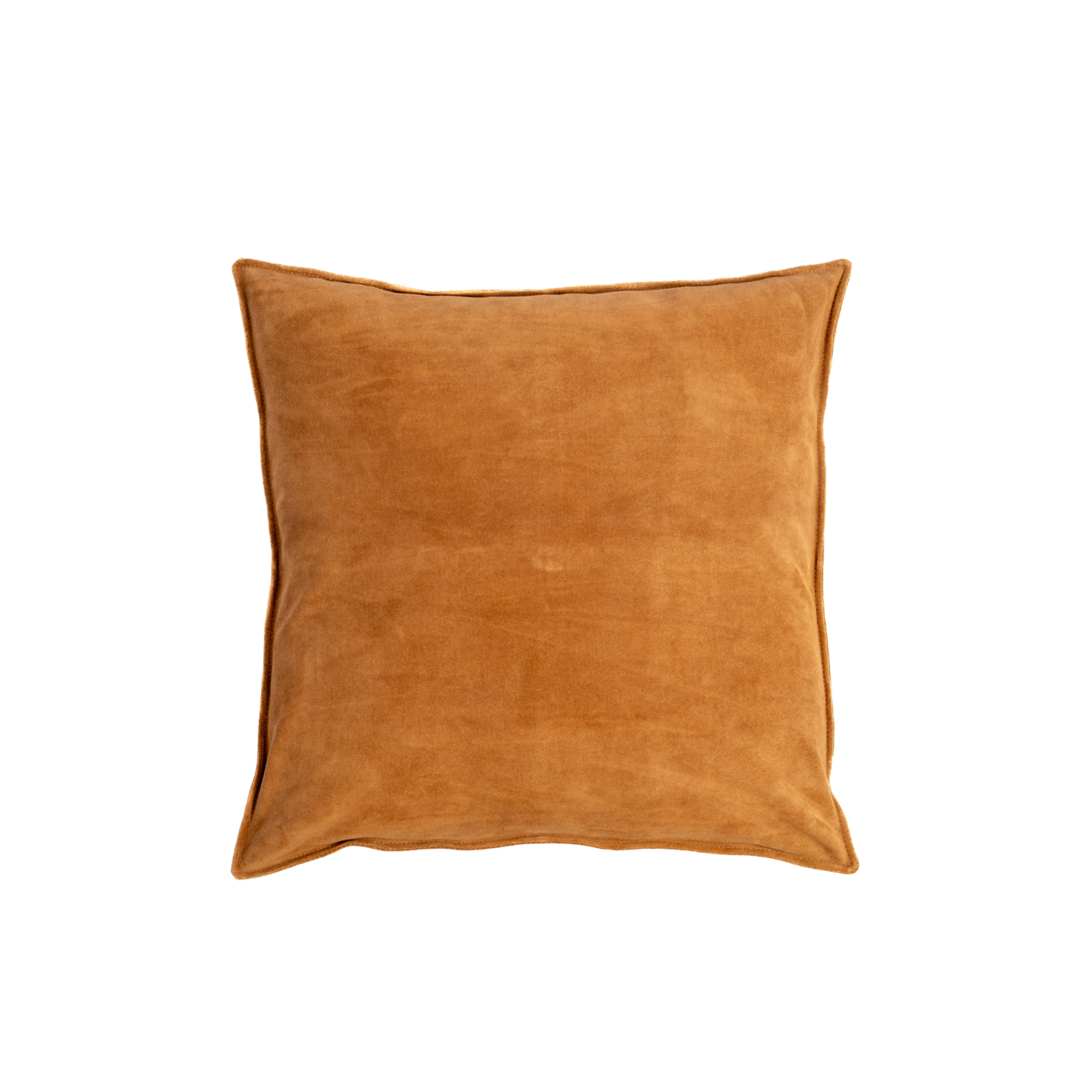 Solid suede throw pillow in cognac by LUZIA