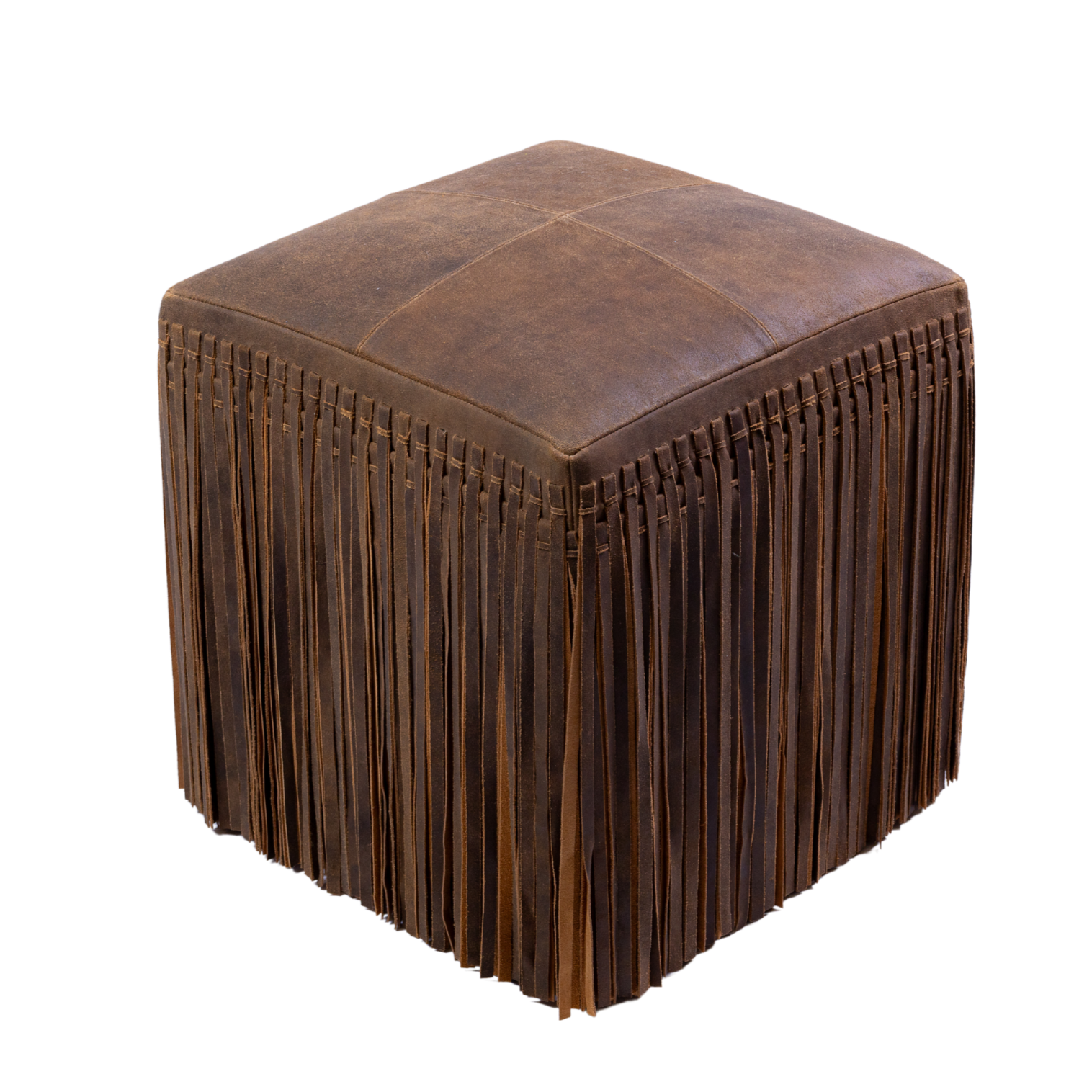 Ottoman Square Fringe Vintage Leather