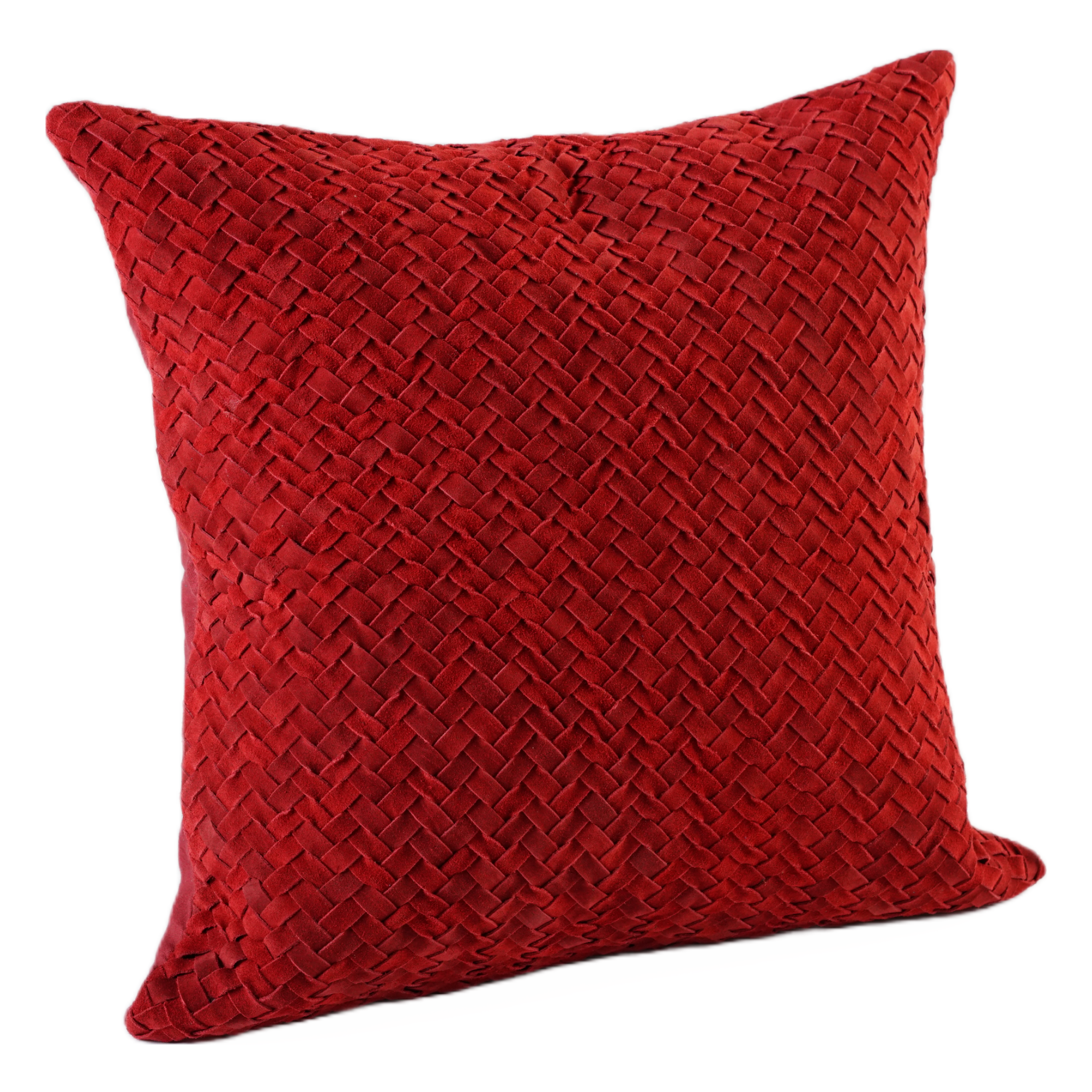 CHEVRON WEAVE SUEDE PILLOW RED 20" X 20" *Cover Only*