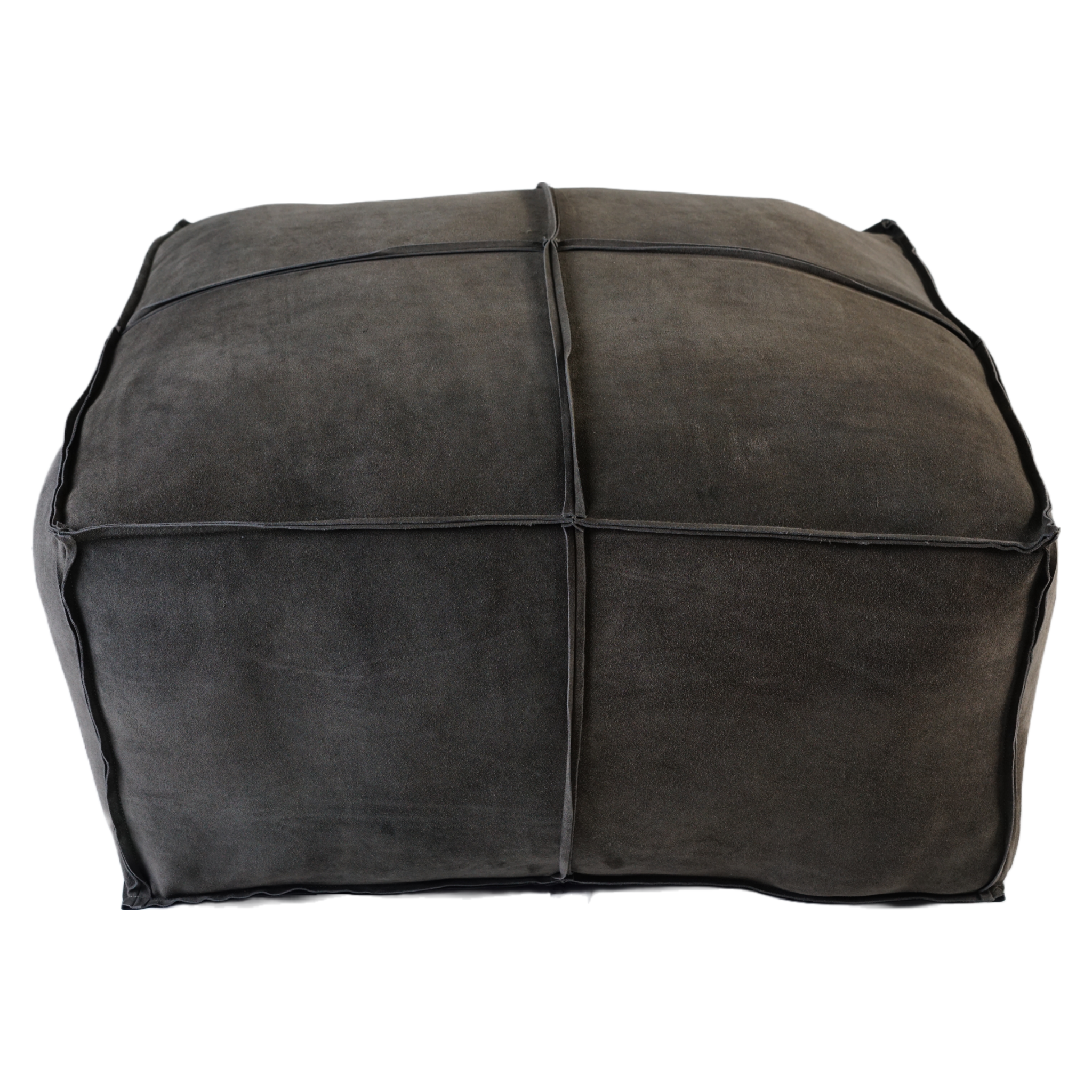 OPEN EDGE SUEDE POUF DARK GRAY 30" X 14"