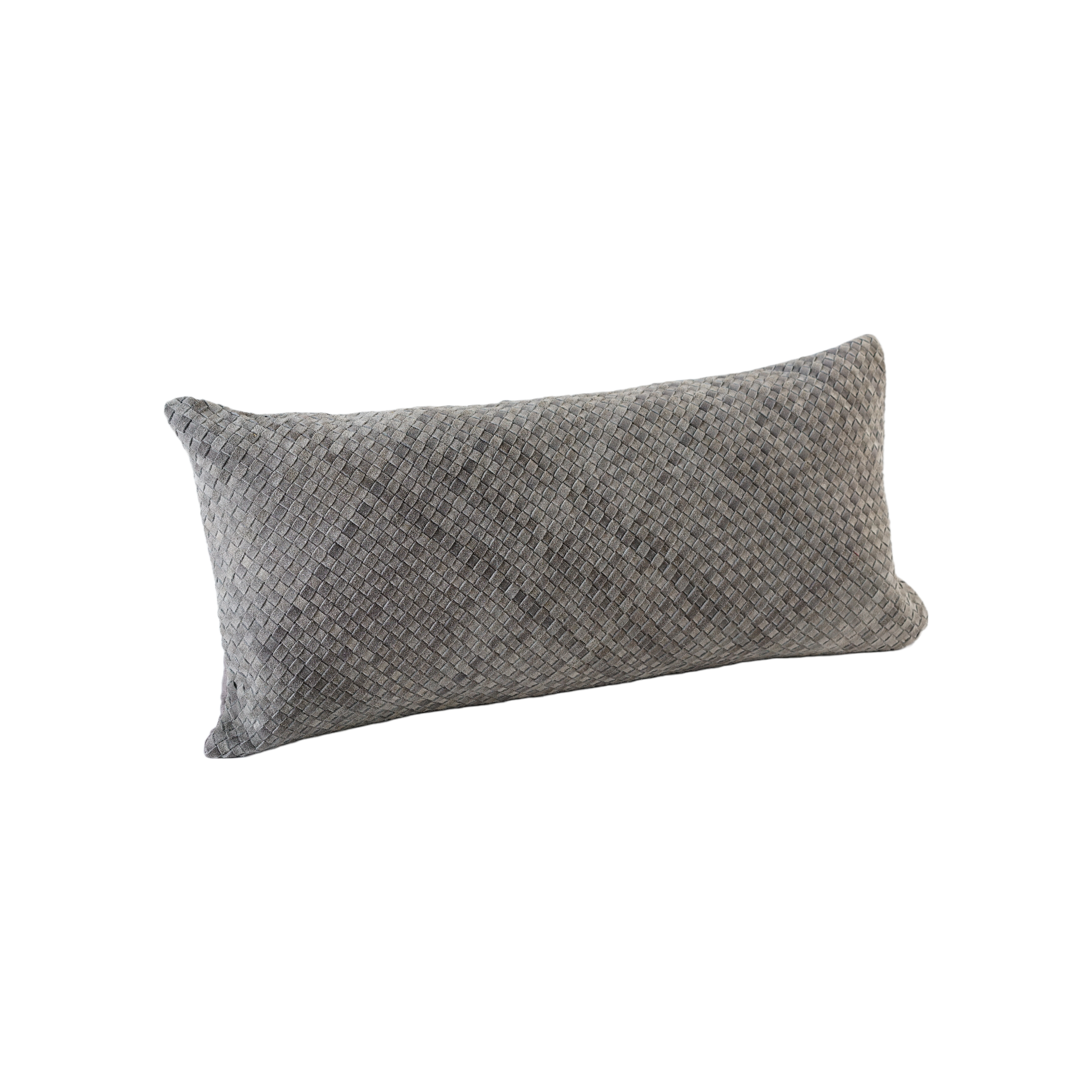 WAFFLE WEAVE SUEDE PILLOW LIGHT GRAY 30" X 12"