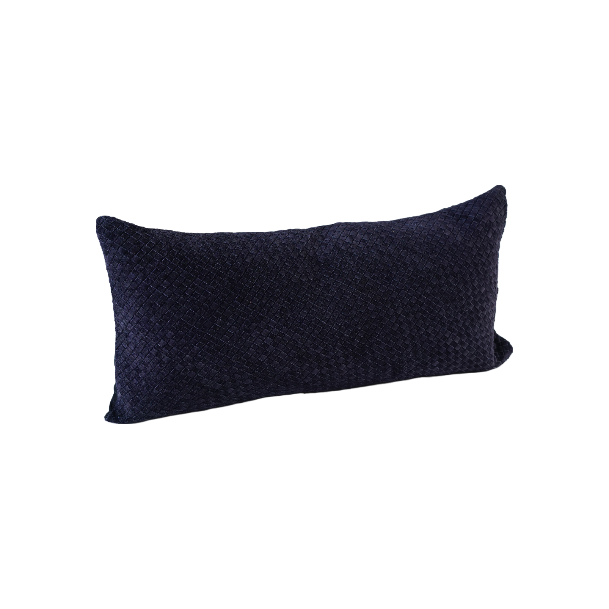 WAFFLE WEAVE SUEDE PILLOW NAVY 30" X 12"