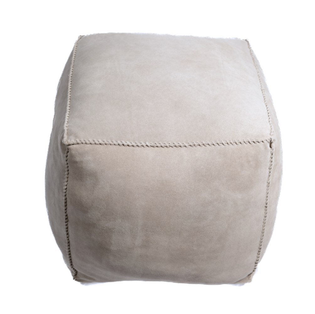 Pouf Handstiched Bone
